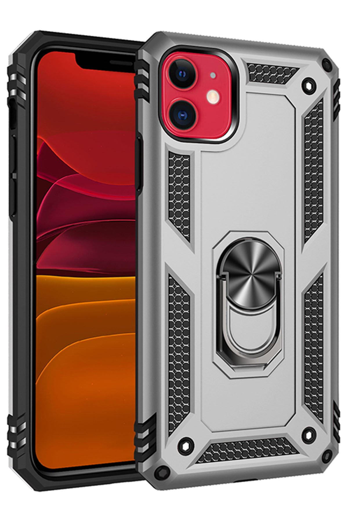 Newface iPhone 11 Kılıf Zuma Kartvizitli Yüzüklü Silikon - Yeşil