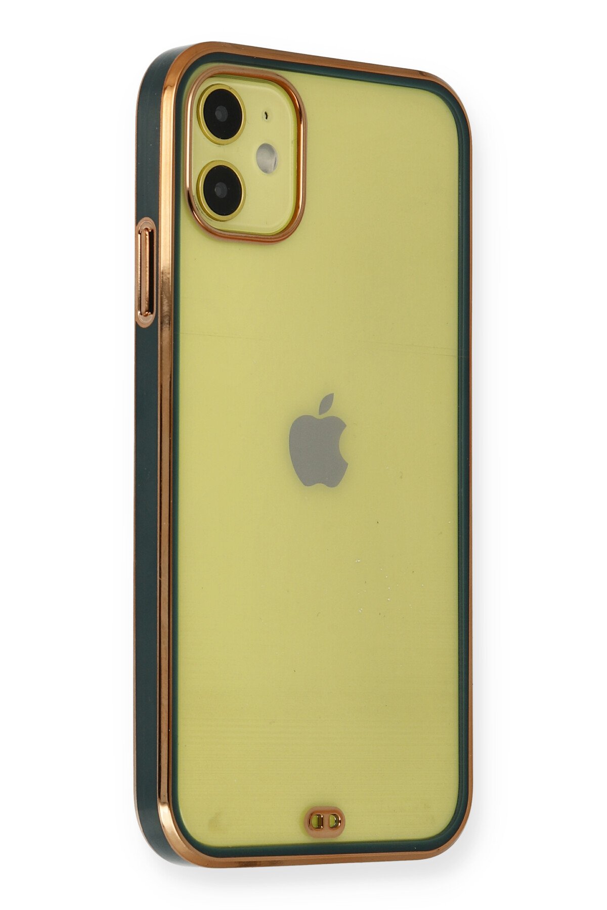 Newface iPhone 12 Mini Kılıf Simli Yüzüklü Silikon - Yeşil