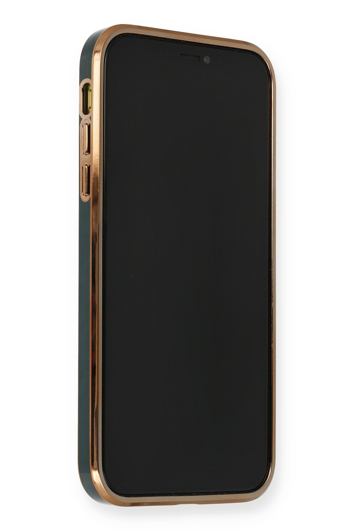Newface iPhone 12 Mini Kılıf Simli Yüzüklü Silikon - Yeşil