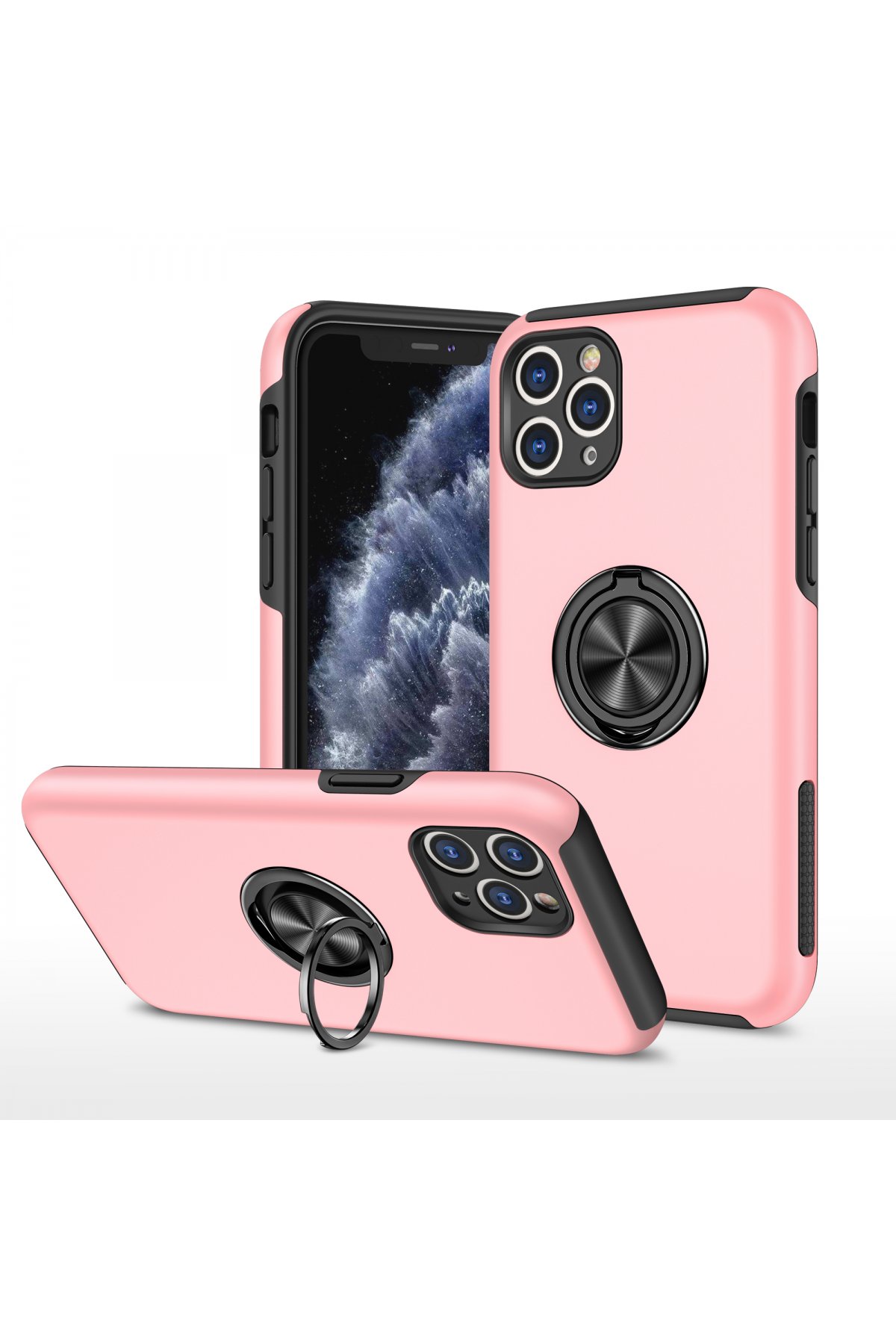 Newface iPhone 11 Pro Kılıf Gros Yüzüklü Silikon - Pembe