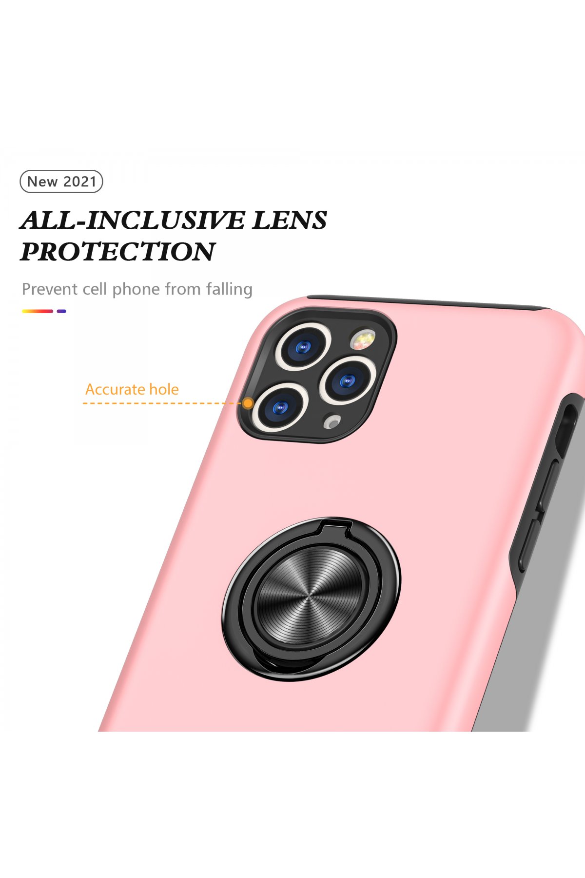 Newface iPhone 11 Pro Kılıf Gros Yüzüklü Silikon - Pembe