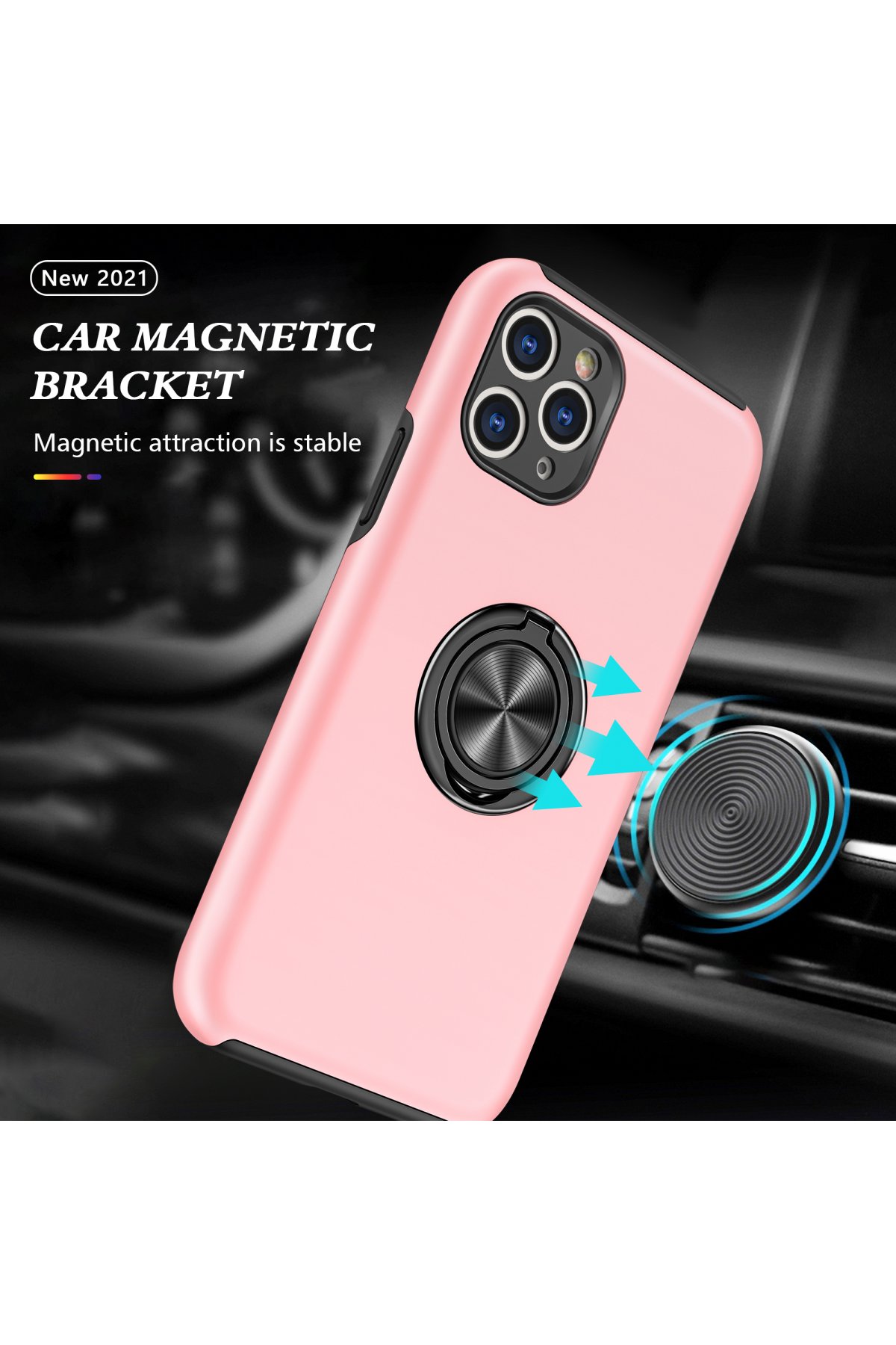 Newface iPhone 11 Pro Kılıf Gros Yüzüklü Silikon - Pembe