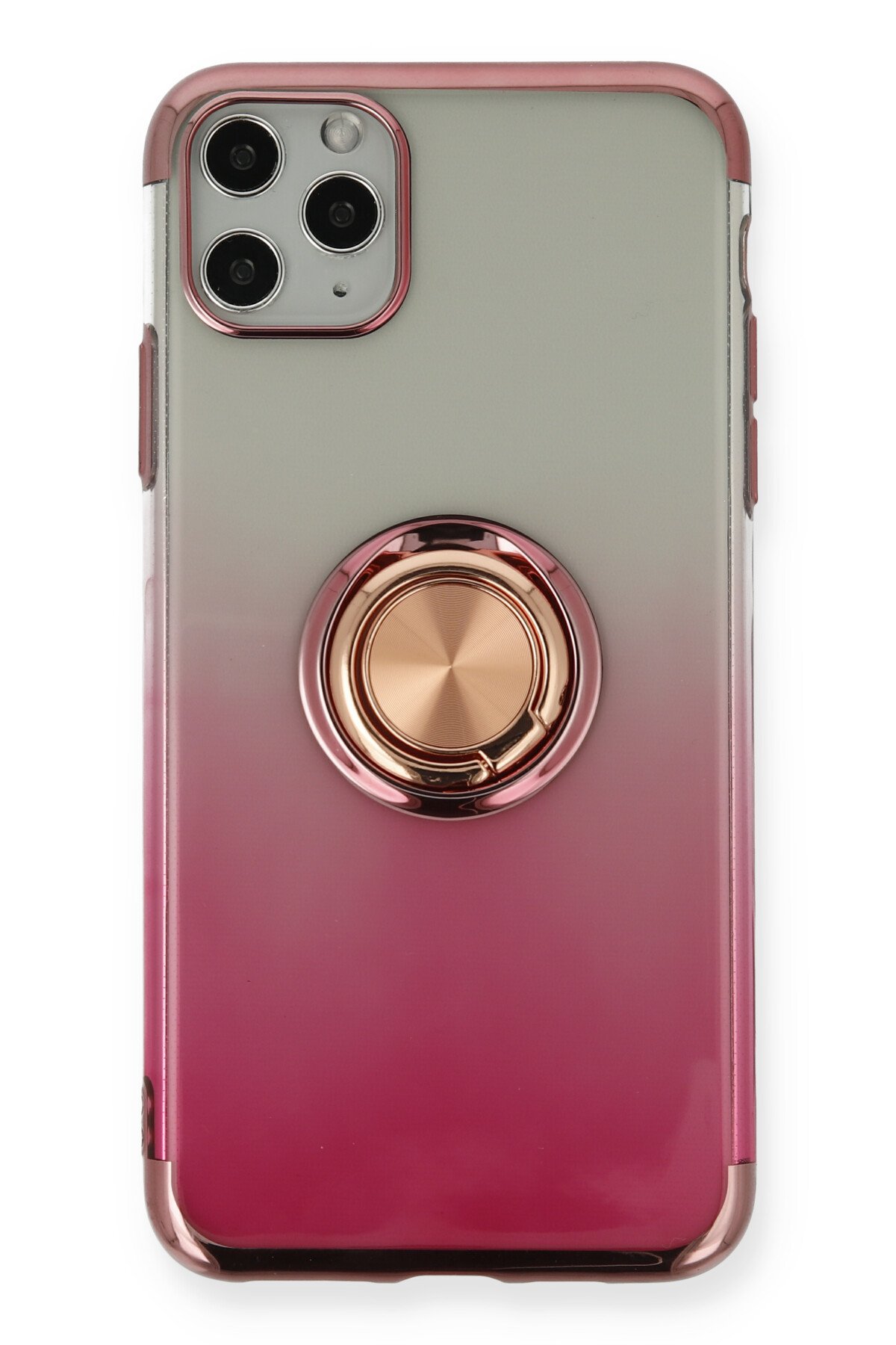 Newface iPhone 11 Pro Max Kılıf Pars Lens Yüzüklü Silikon - Kırmızı