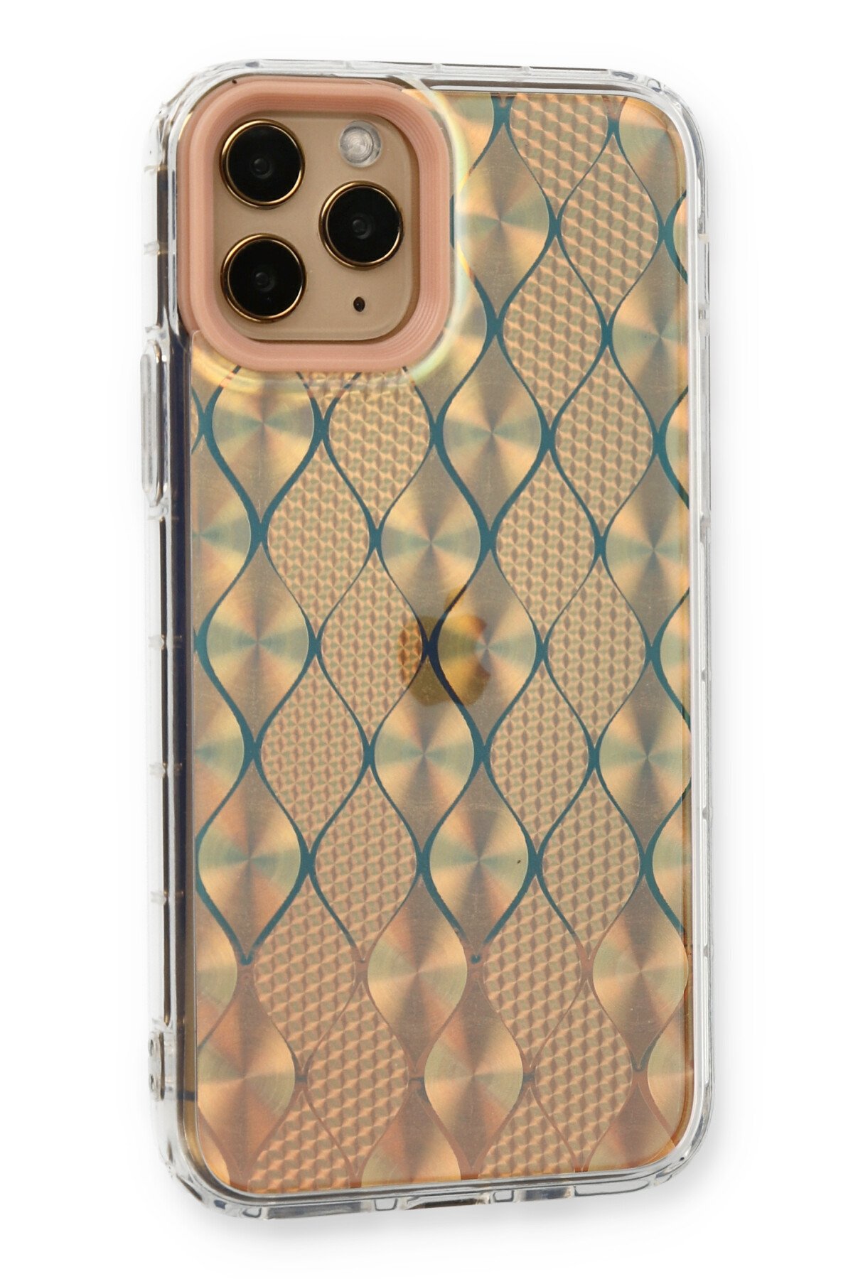 Newface iPhone 11 Pro Kılıf Ebruli Lansman Silikon - Mavi-Turuncu