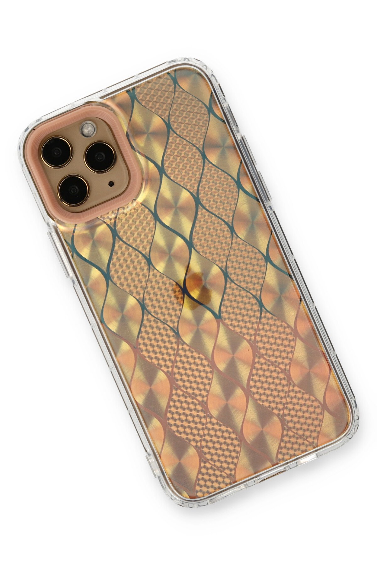 Newface iPhone 11 Pro Kılıf Ebruli Lansman Silikon - Mavi-Turuncu