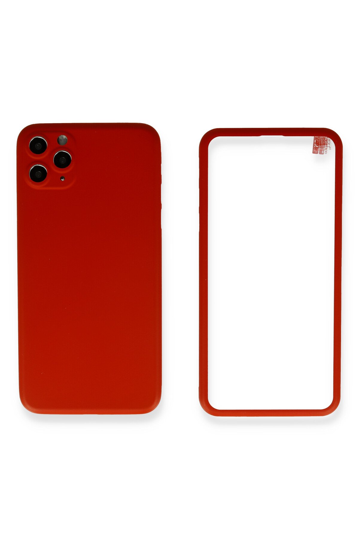 Newface iPhone 11 Pro Max Kılıf Platin Kamera Koruma Silikon - Kırmızı