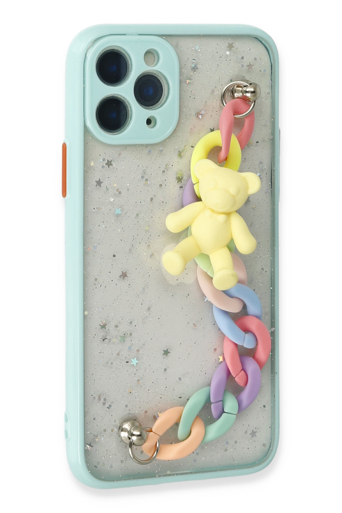 Newface iPhone 11 Pro Max Kılıf Simli Yüzüklü Silikon - Kırmızı