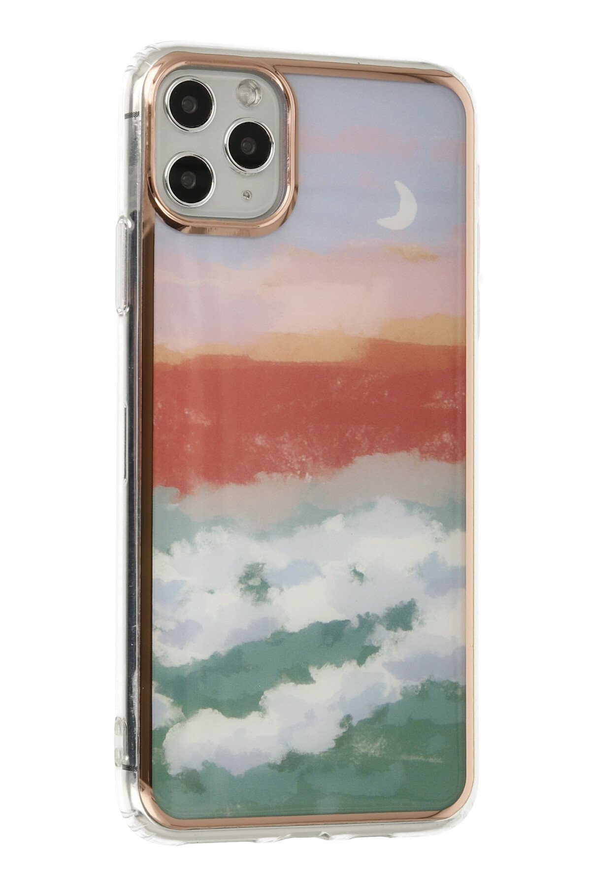 Newface iPhone 11 Pro Max Kılıf Platin Simli Silikon - Kırmızı