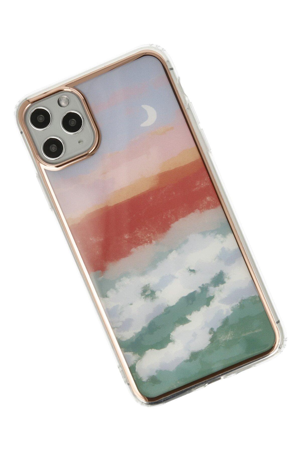 Newface iPhone 11 Pro Max Kılıf Platin Simli Silikon - Kırmızı