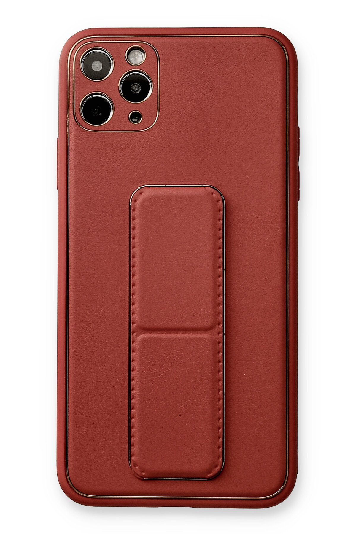 Newface iPhone 11 Pro Max Kılıf Pars Lens Yüzüklü Silikon - Kırmızı