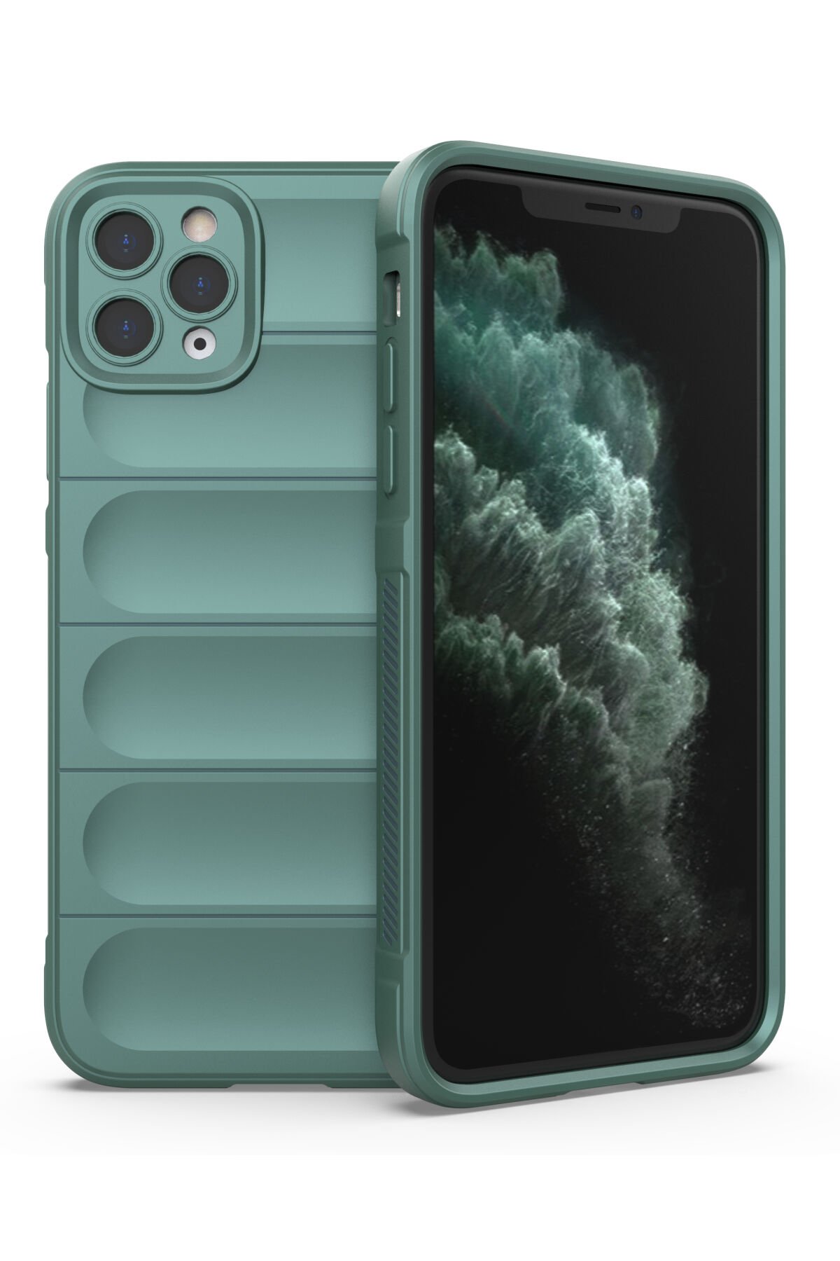Newface iPhone 11 Pro Max Kılıf Sofya Yüzüklü Silikon Kapak - Siyah