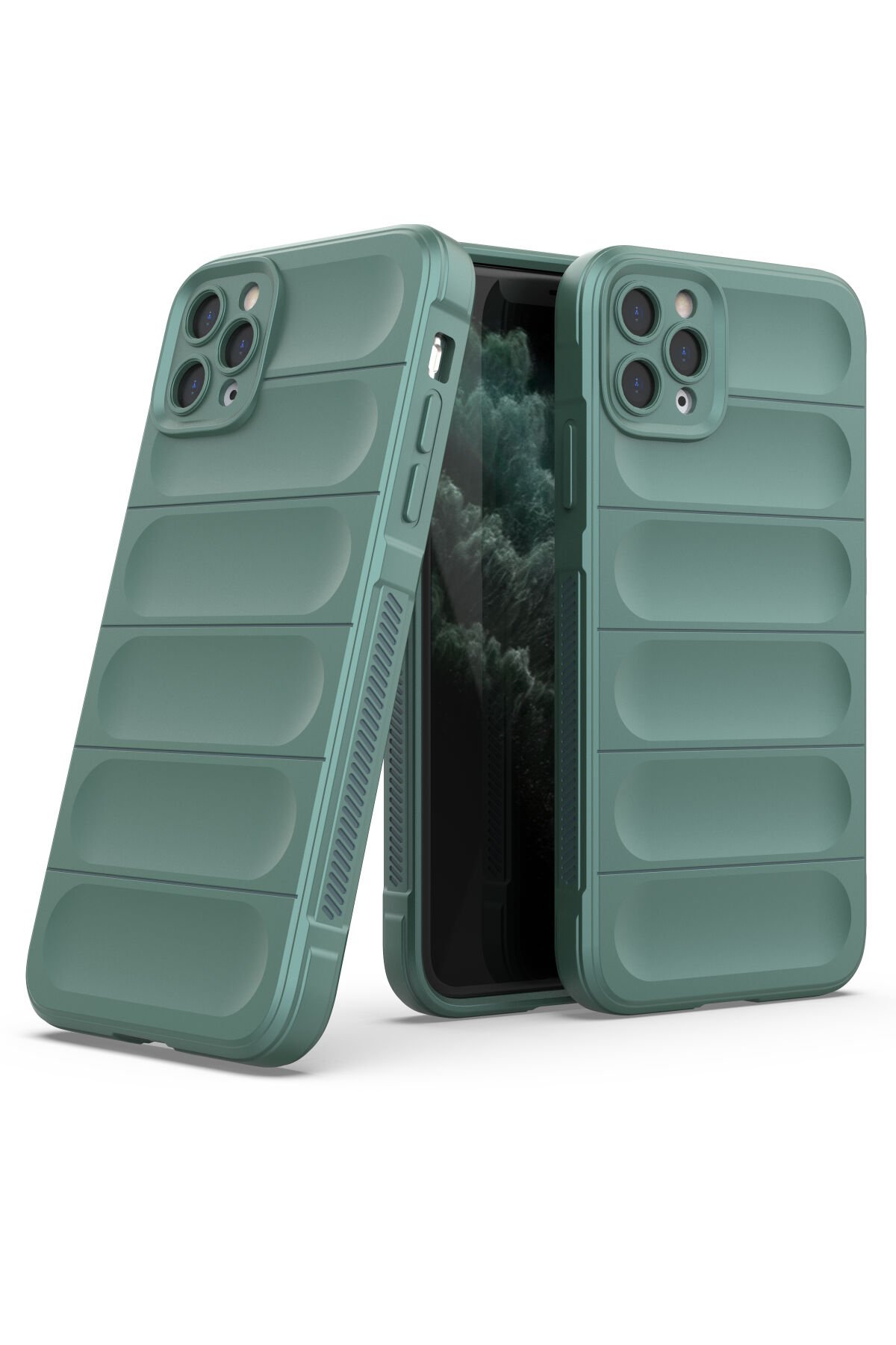 Newface iPhone 11 Pro Max Kılıf Sofya Yüzüklü Silikon Kapak - Siyah