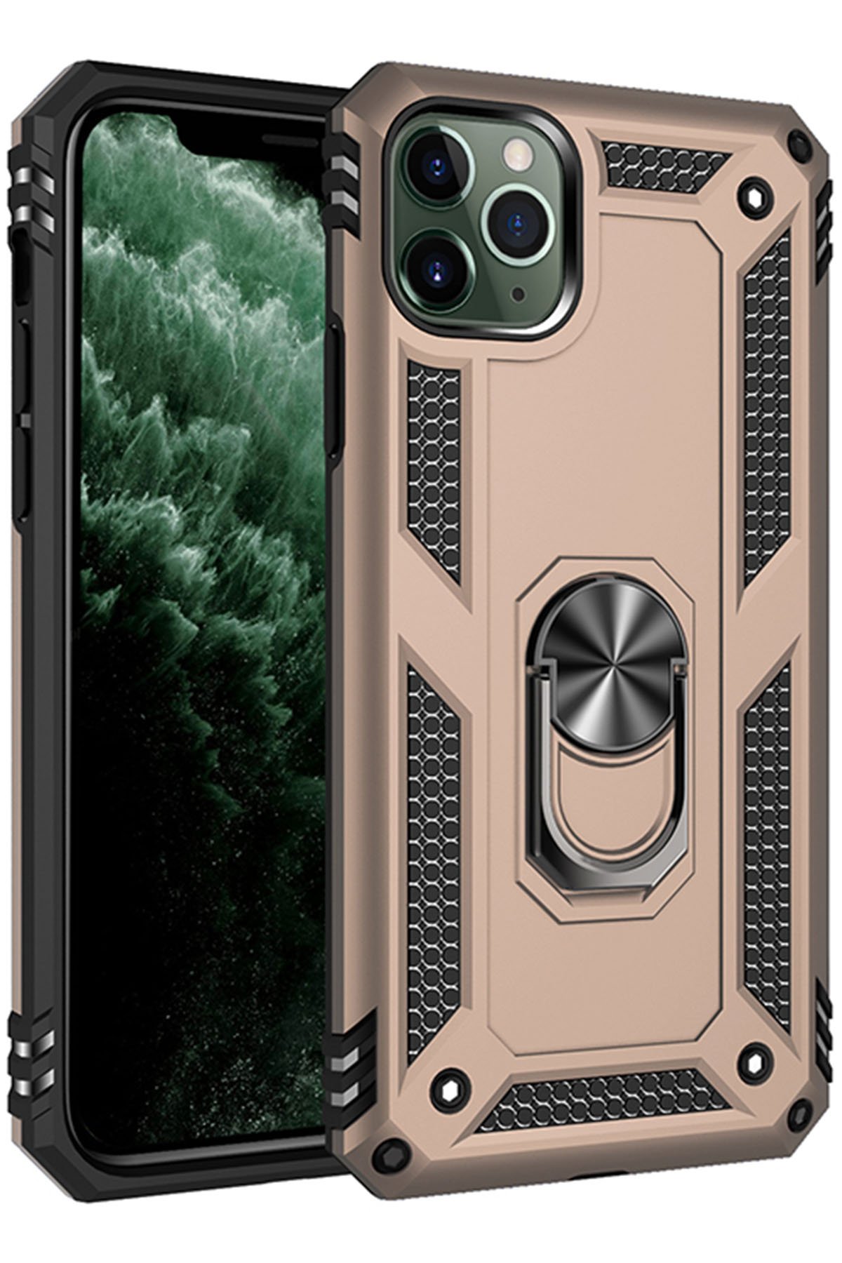 Newface iPhone 11 Pro Max Metal Kamera Lens Koruma Cam - Koyu Yeşil