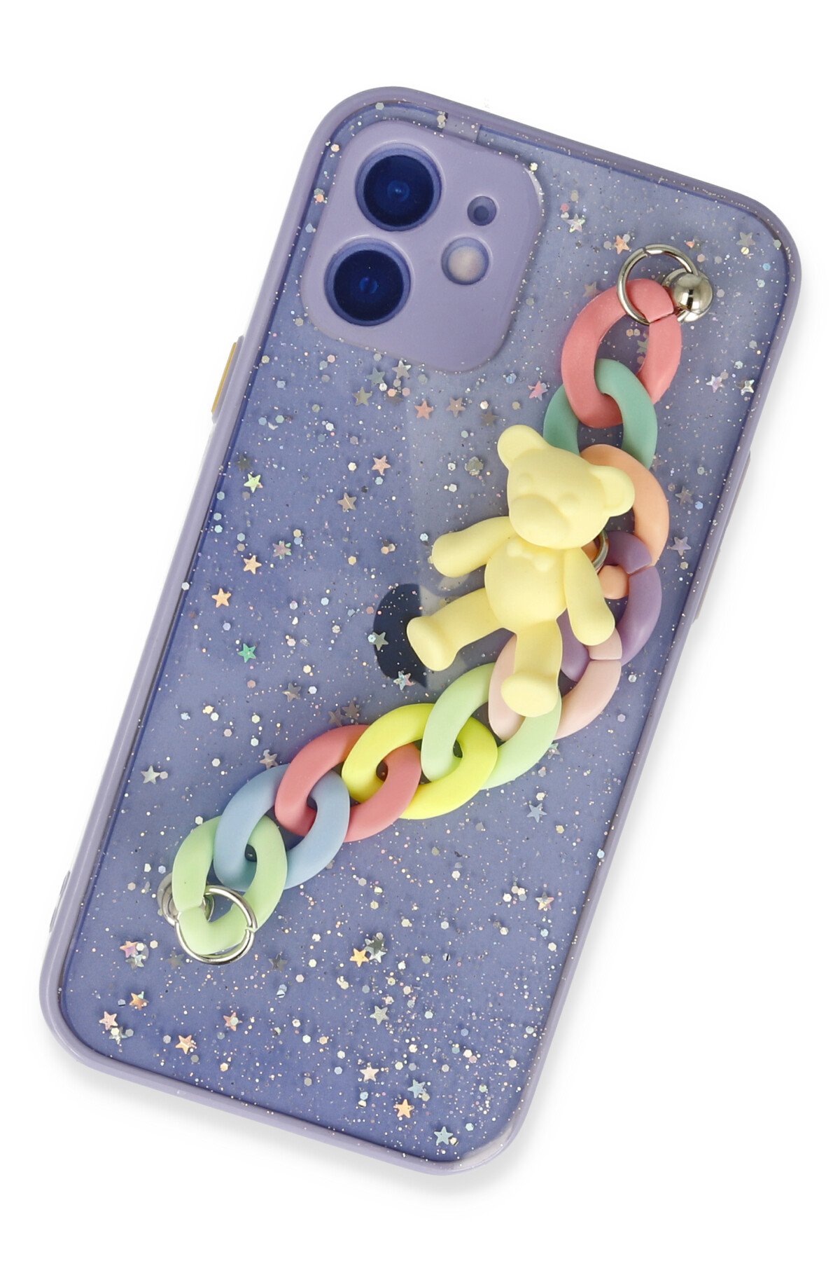 Newface iPhone 12 Kılıf Platin Simli Silikon - Lacivert