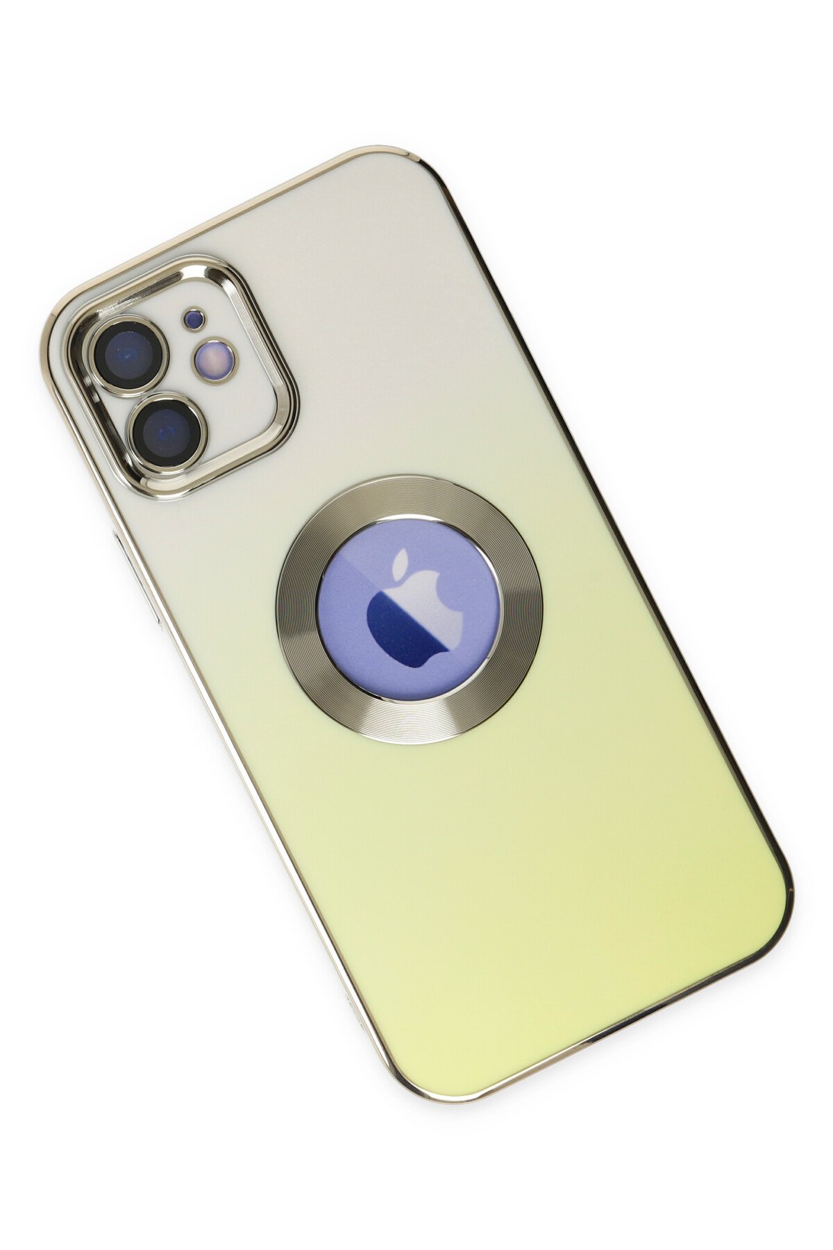 Newface iPhone 12 Kılıf Moda Simli Kapak - Kahverengi