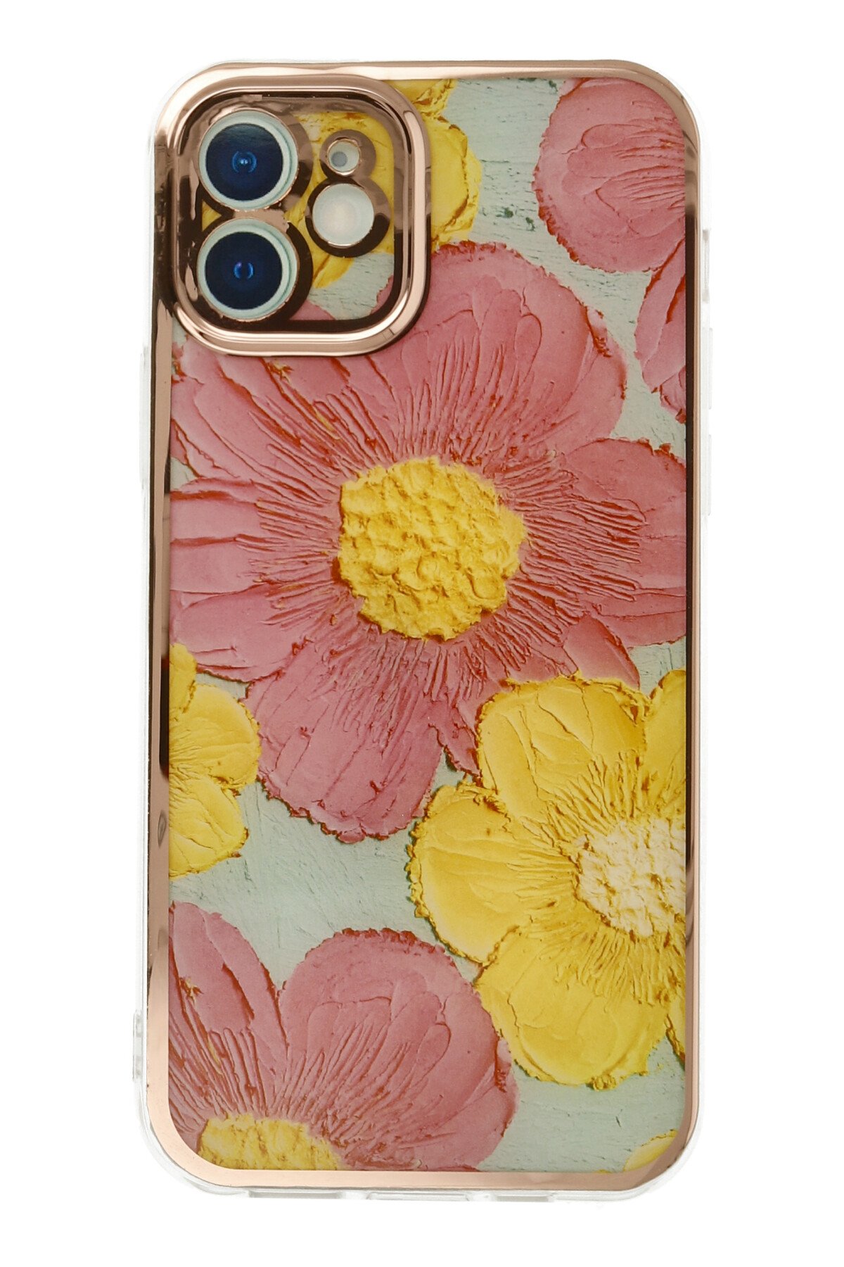 Newface iPhone 12 Kılıf Platin Simli Silikon - Sarı