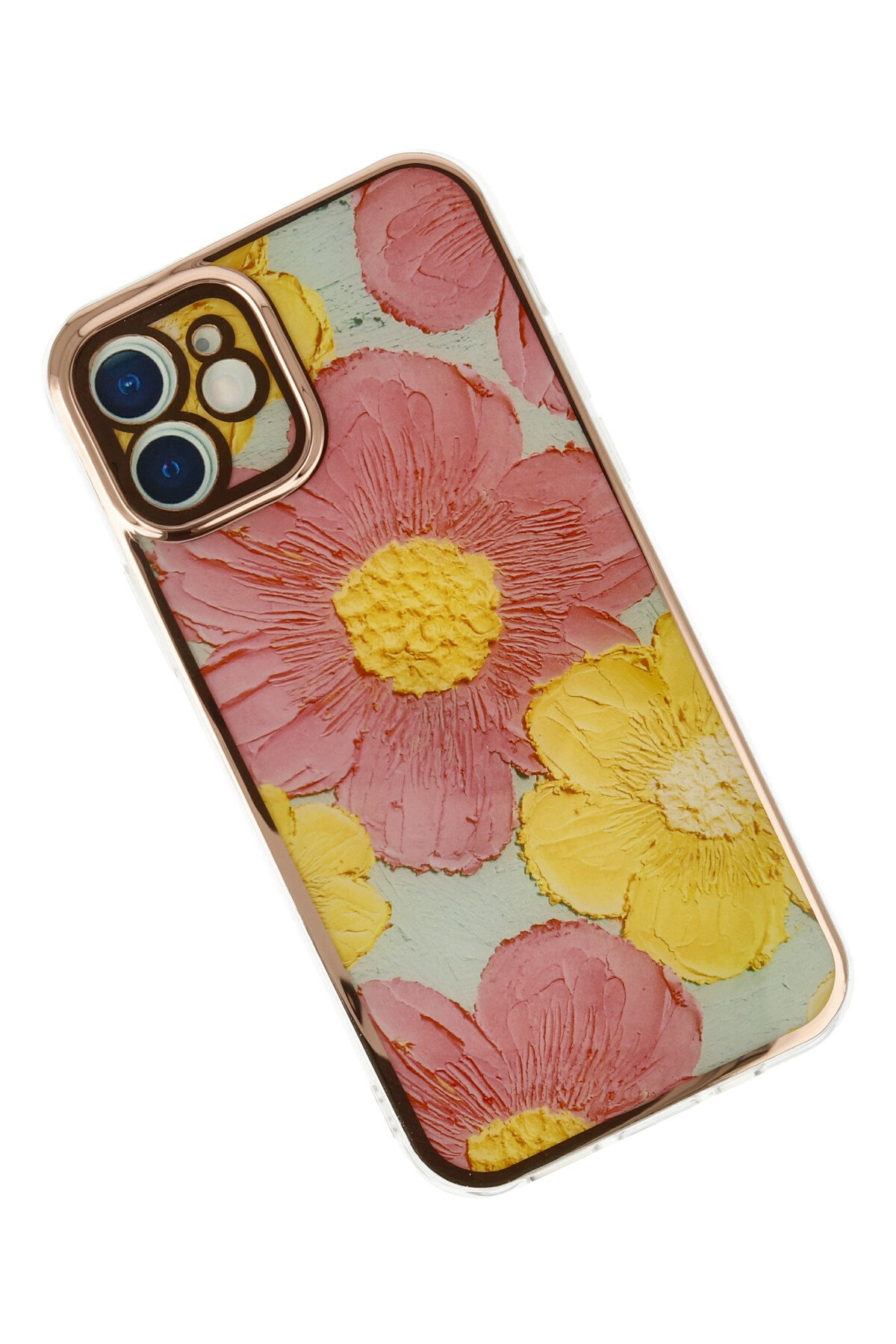 Newface iPhone 12 Kılıf Platin Simli Silikon - Sarı