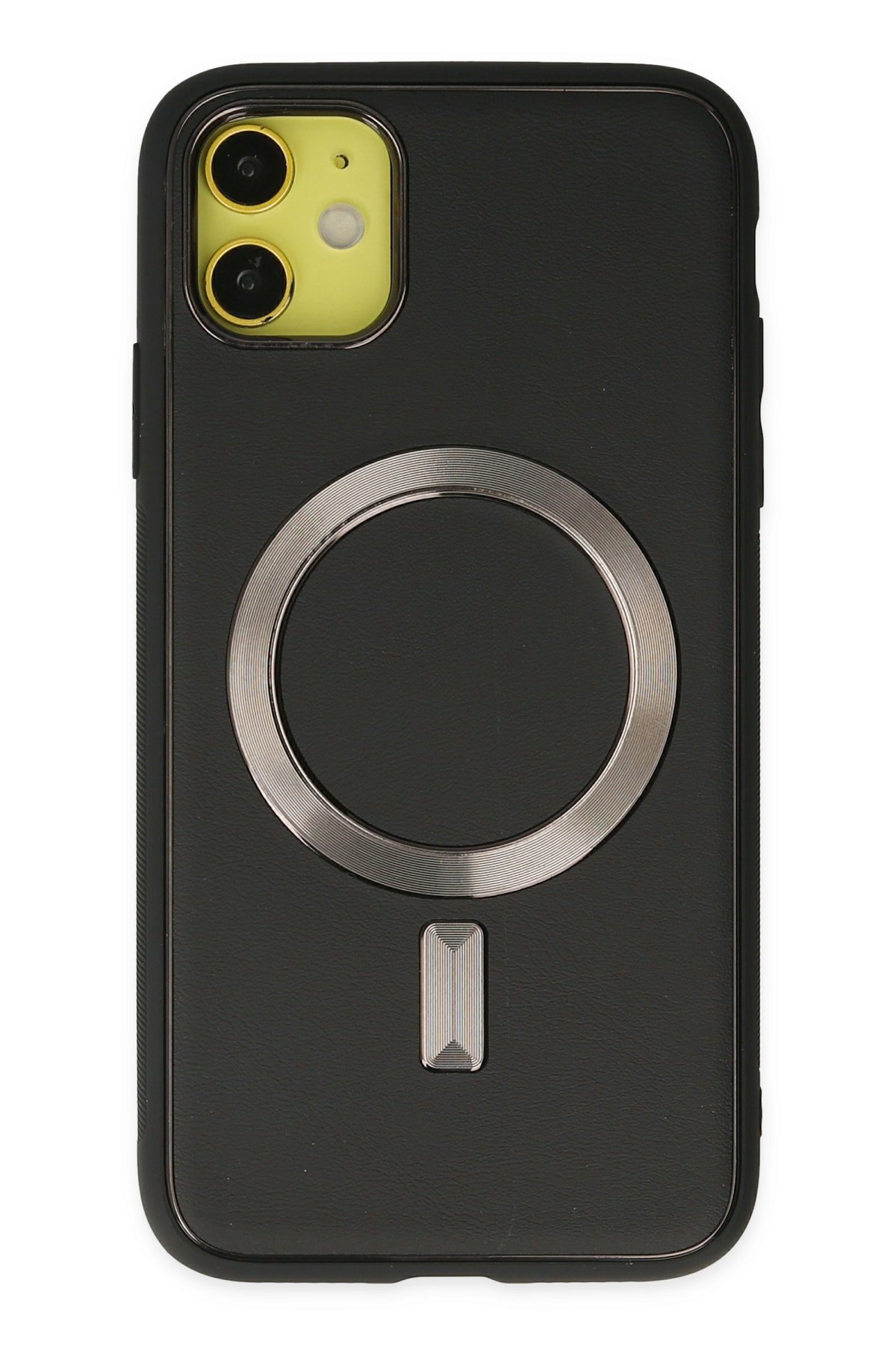 Newface iPhone 12 Kılıf Coco Deri Silikon Kapak - Sarı