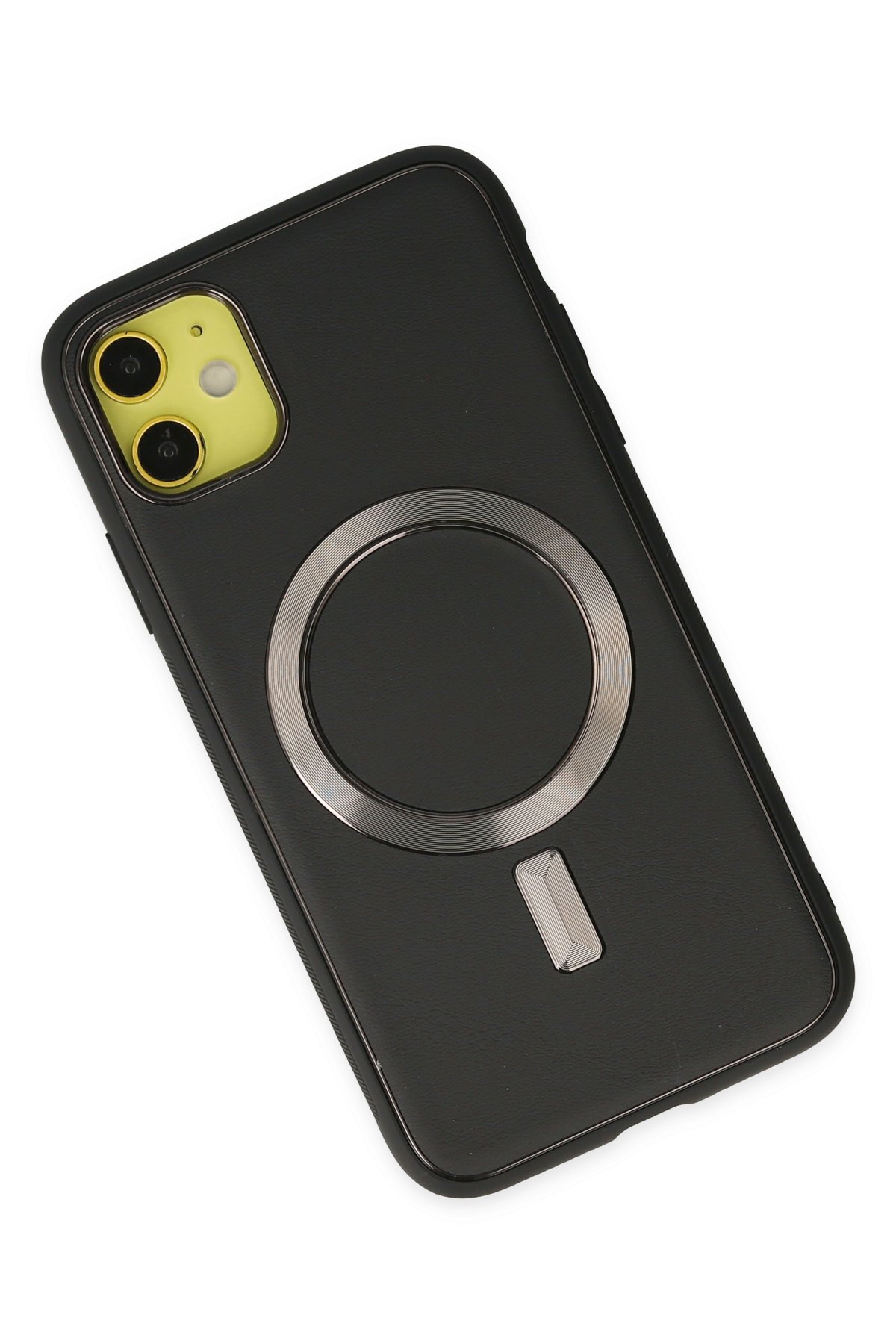 Newface iPhone 12 Kılıf Coco Deri Silikon Kapak - Sarı