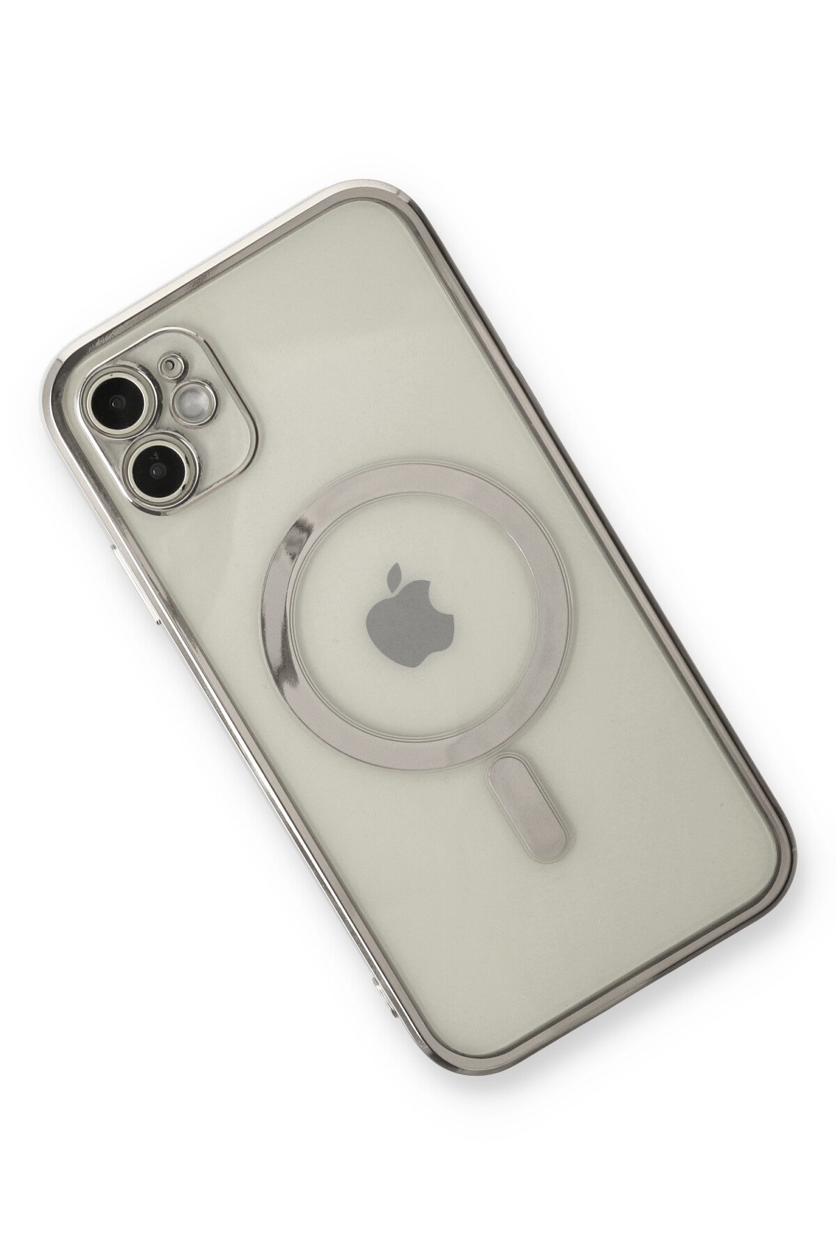 Newface iPhone 12 Kılıf Magneticsafe Lazer Silikon - Gümüş