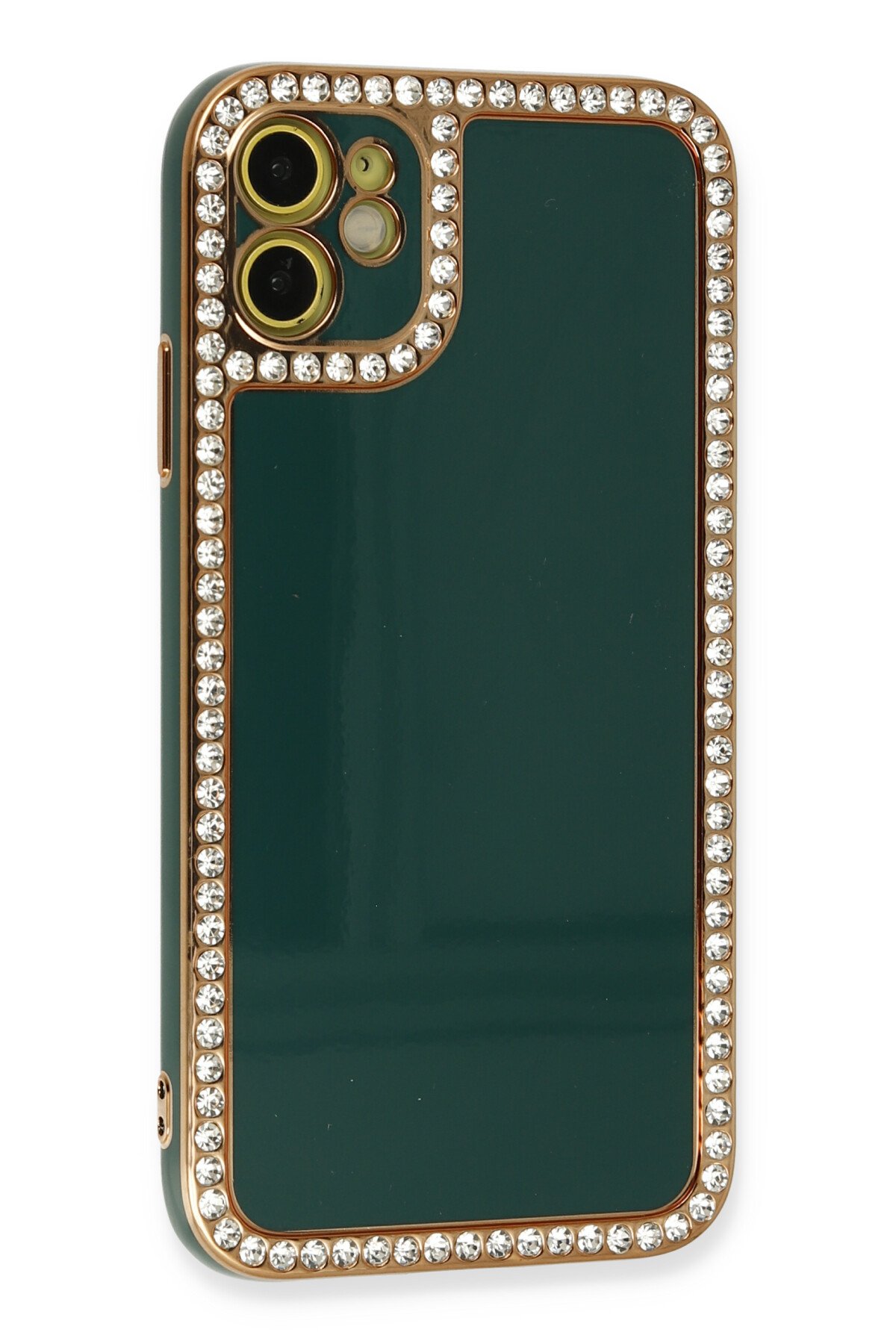 Newface iPhone 12 Kılıf Coco Deri Silikon Kapak - Gold