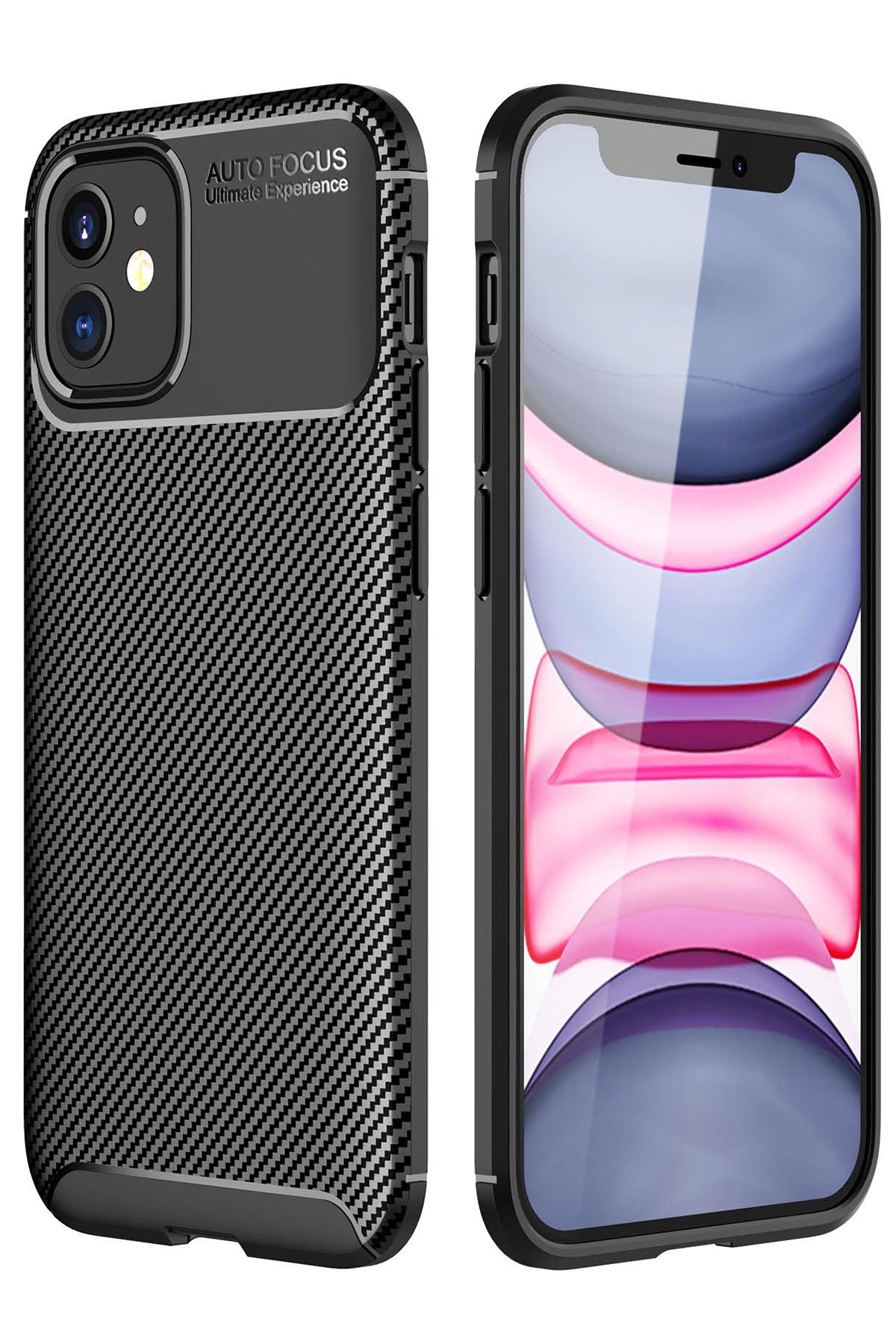 Newface iPhone 12 Mini Kılıf Focus Karbon Silikon - Kahverengi