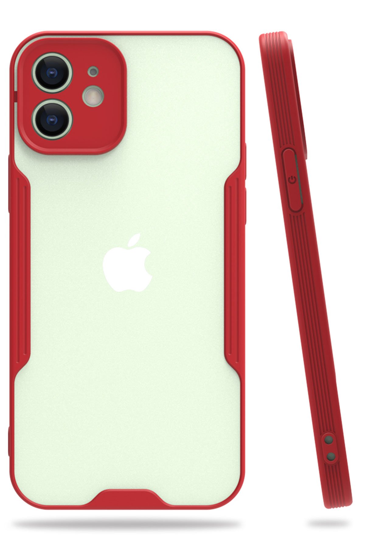 Newface iPhone 12 Mini Kılıf Simli Yüzüklü Silikon - Kırmızı