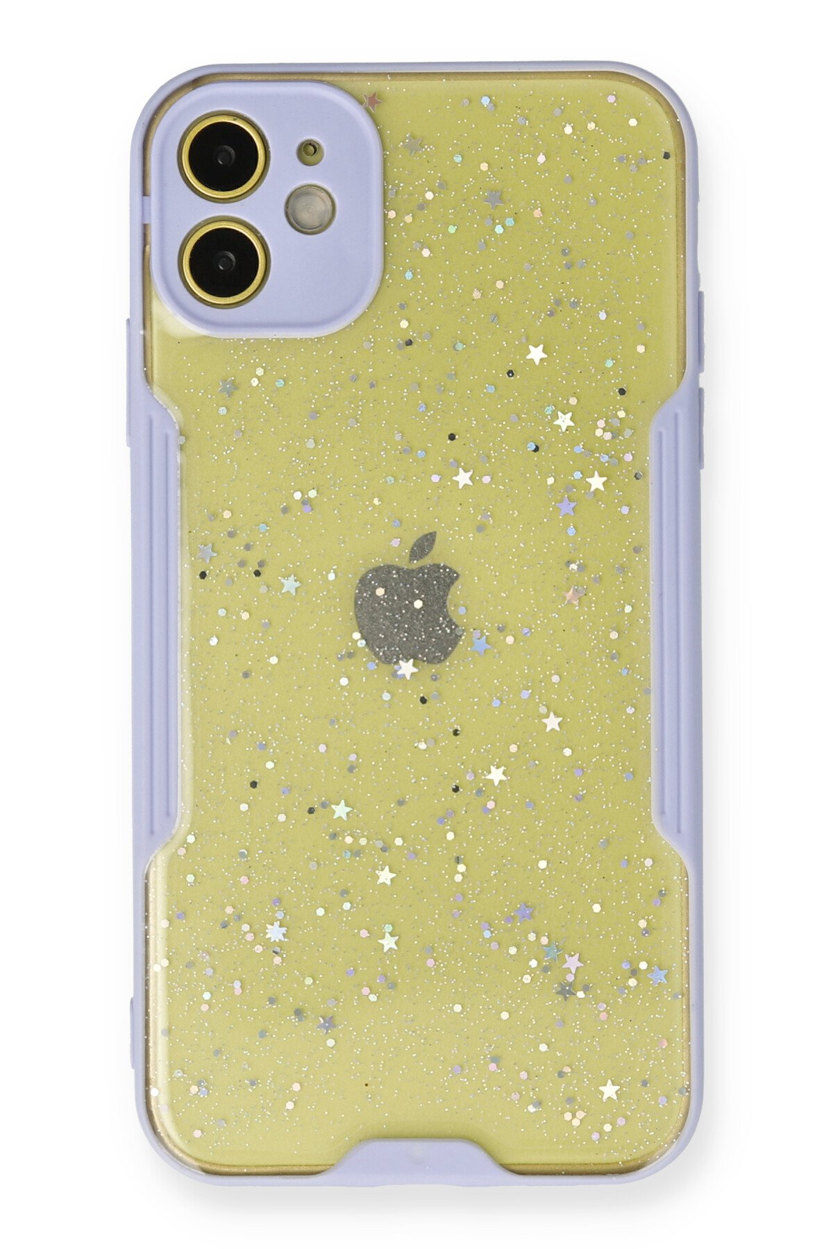 Newface iPhone 12 Mini Kılıf Platin Simli Silikon - Lila