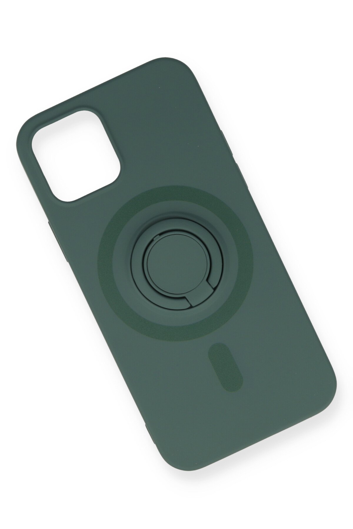 Newface iPhone 12 Mini Kılıf Simli Yüzüklü Silikon - Yeşil