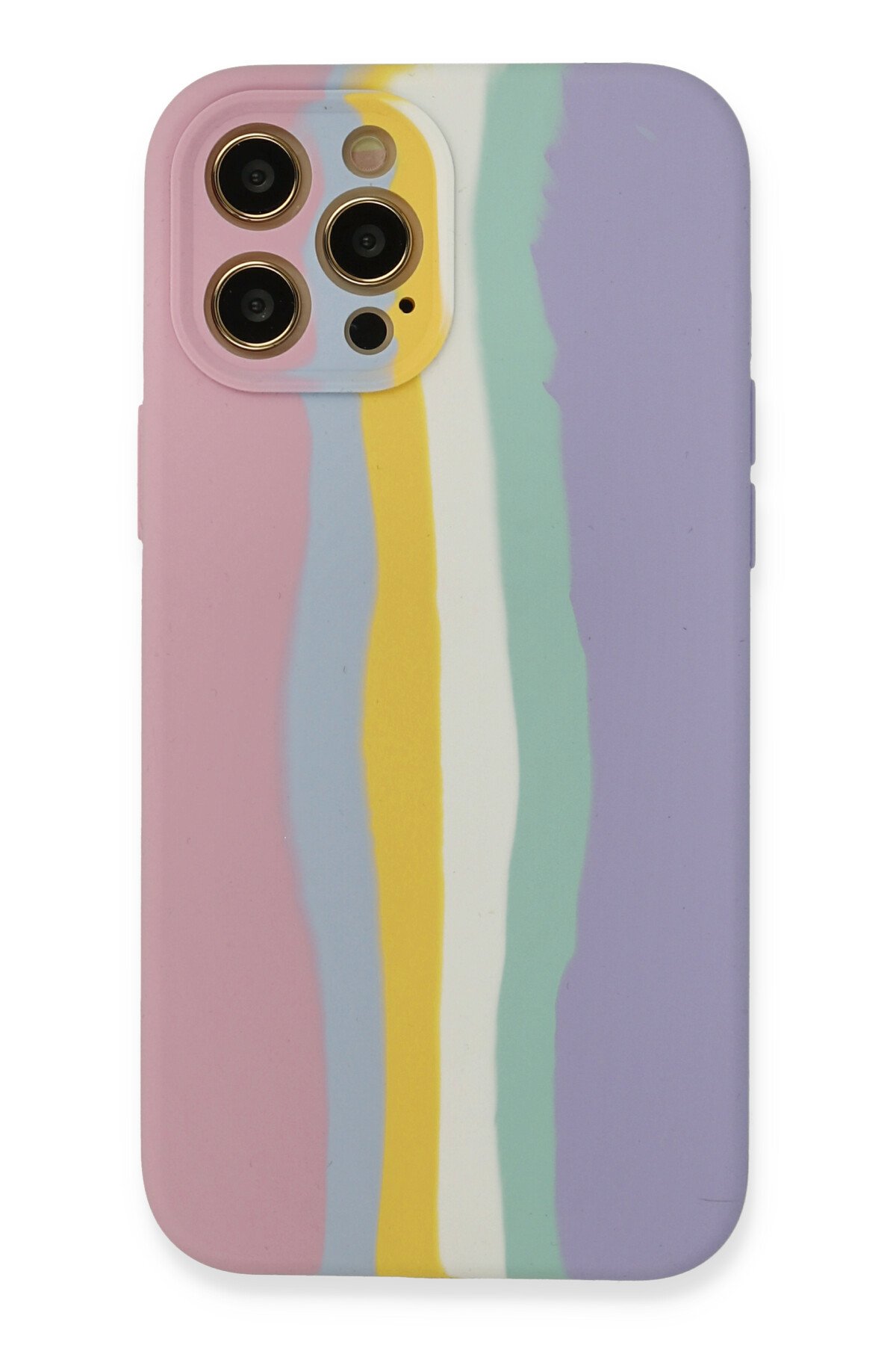 Newface iPhone 12 Pro Kılıf Sofya Yüzüklü Silikon Kapak - Gold