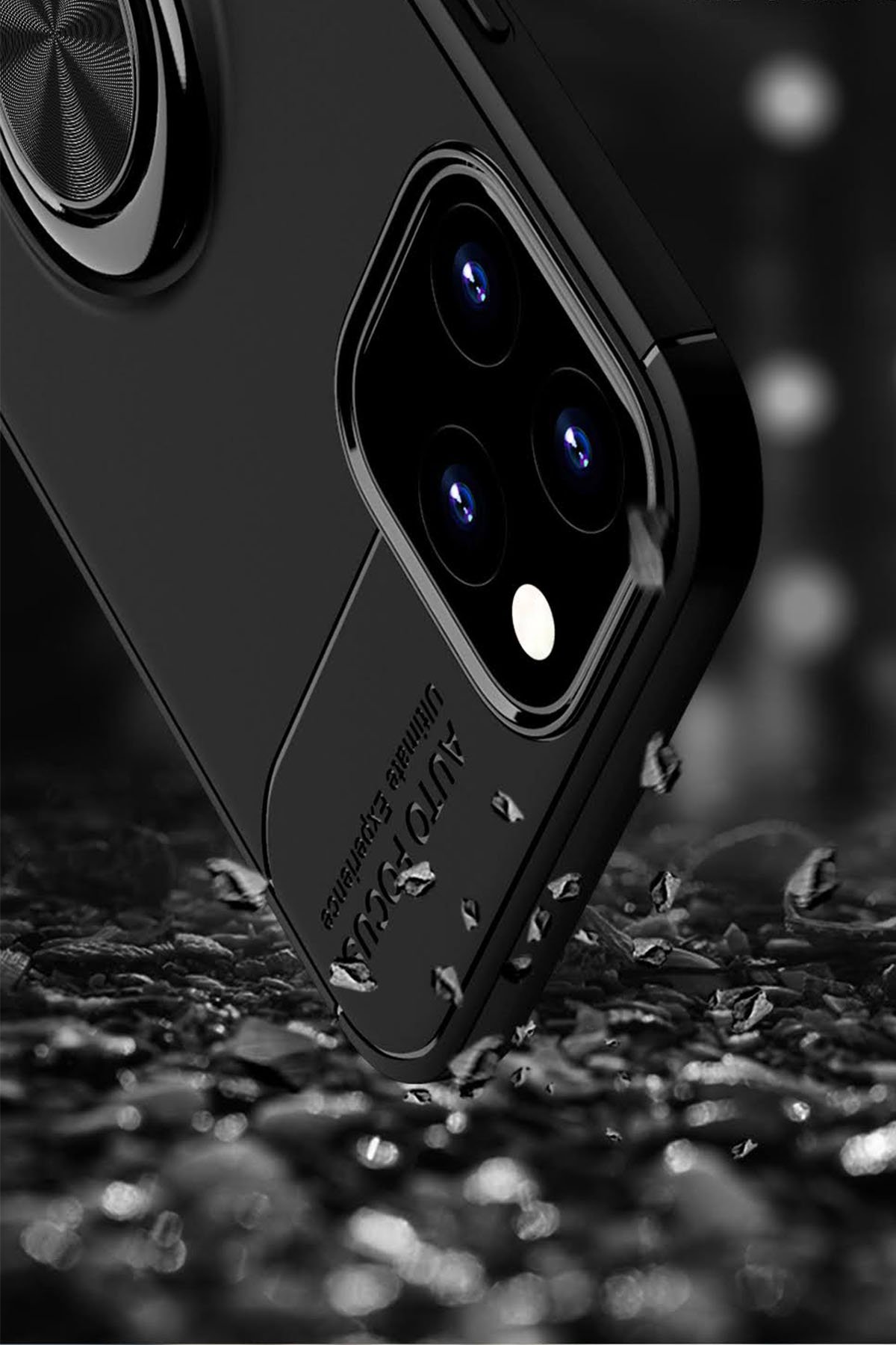 Newface iPhone 12 Pro Kılıf Viktor Yüzüklü Silikon - Siyah