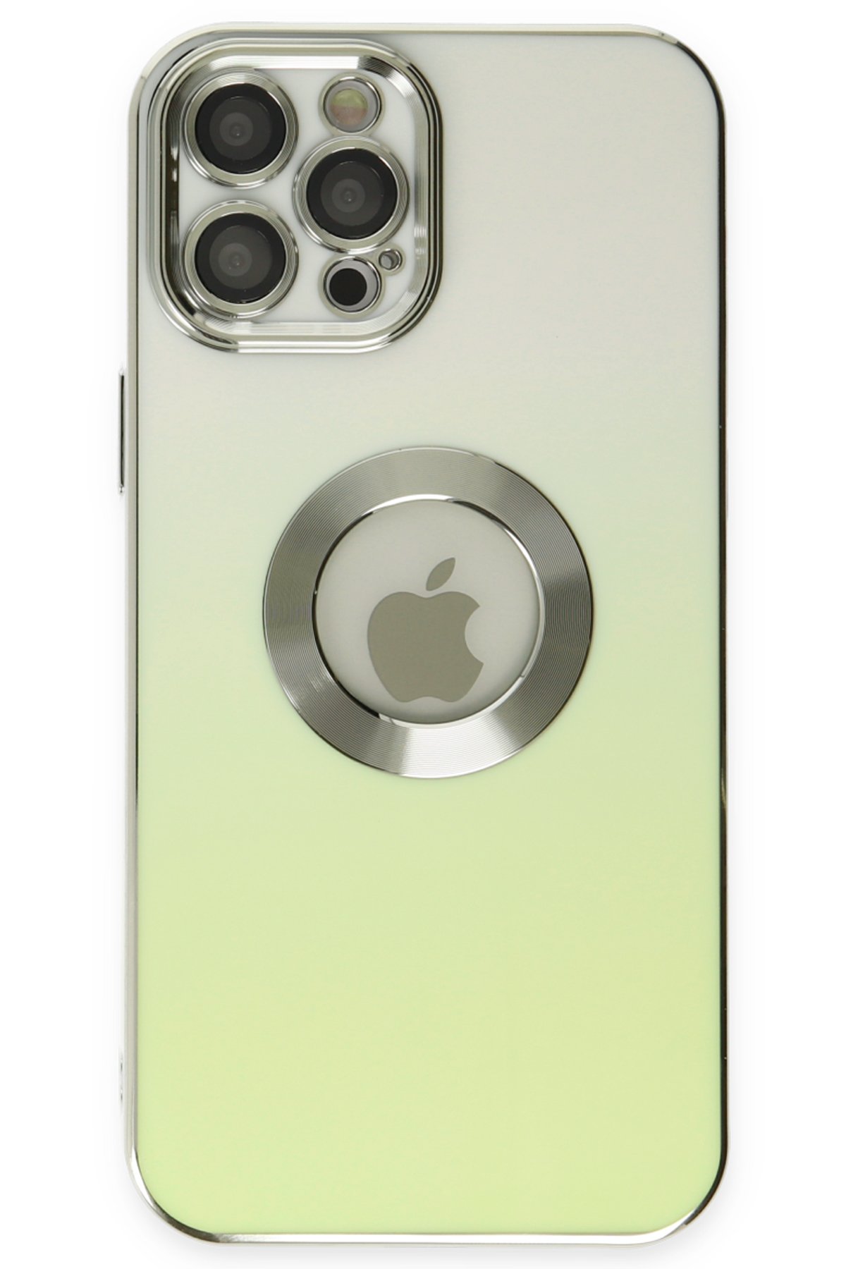 Newface iPhone 12 Pro Max Kılıf Platin Simli Silikon - Pembe