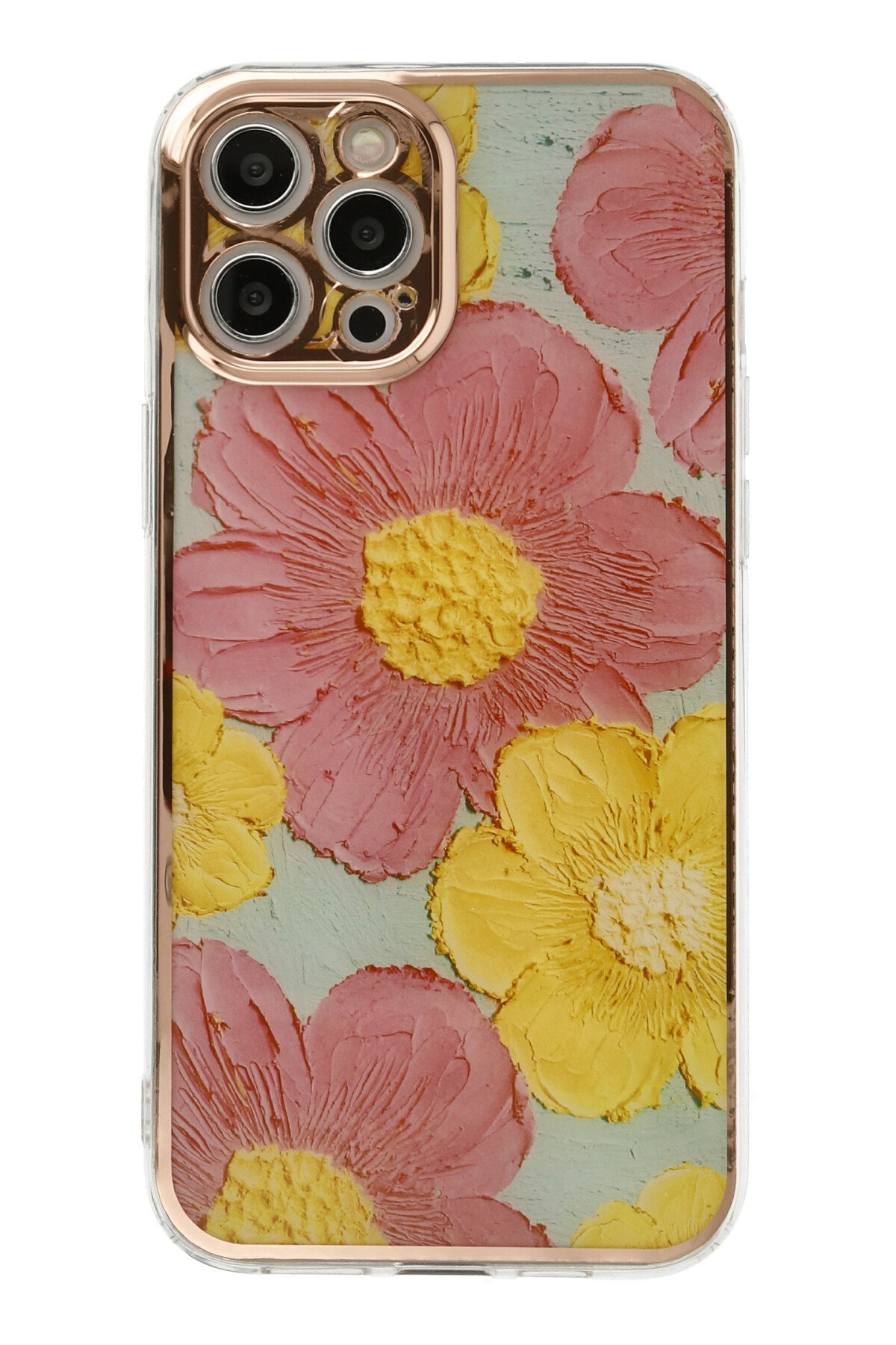 Newface iPhone 12 Pro Max Kılıf Gros Yüzüklü Silikon - Gold