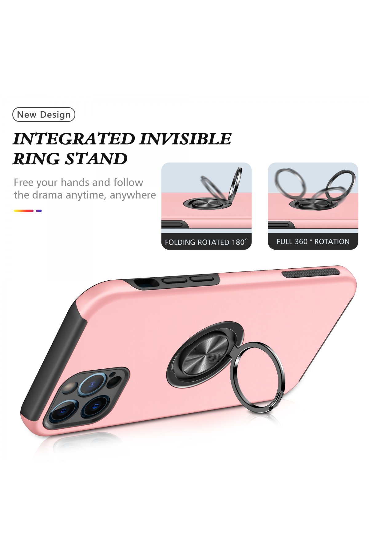 Newface iPhone 12 Pro Max Kılıf Sofya Yüzüklü Silikon Kapak - Gümüş