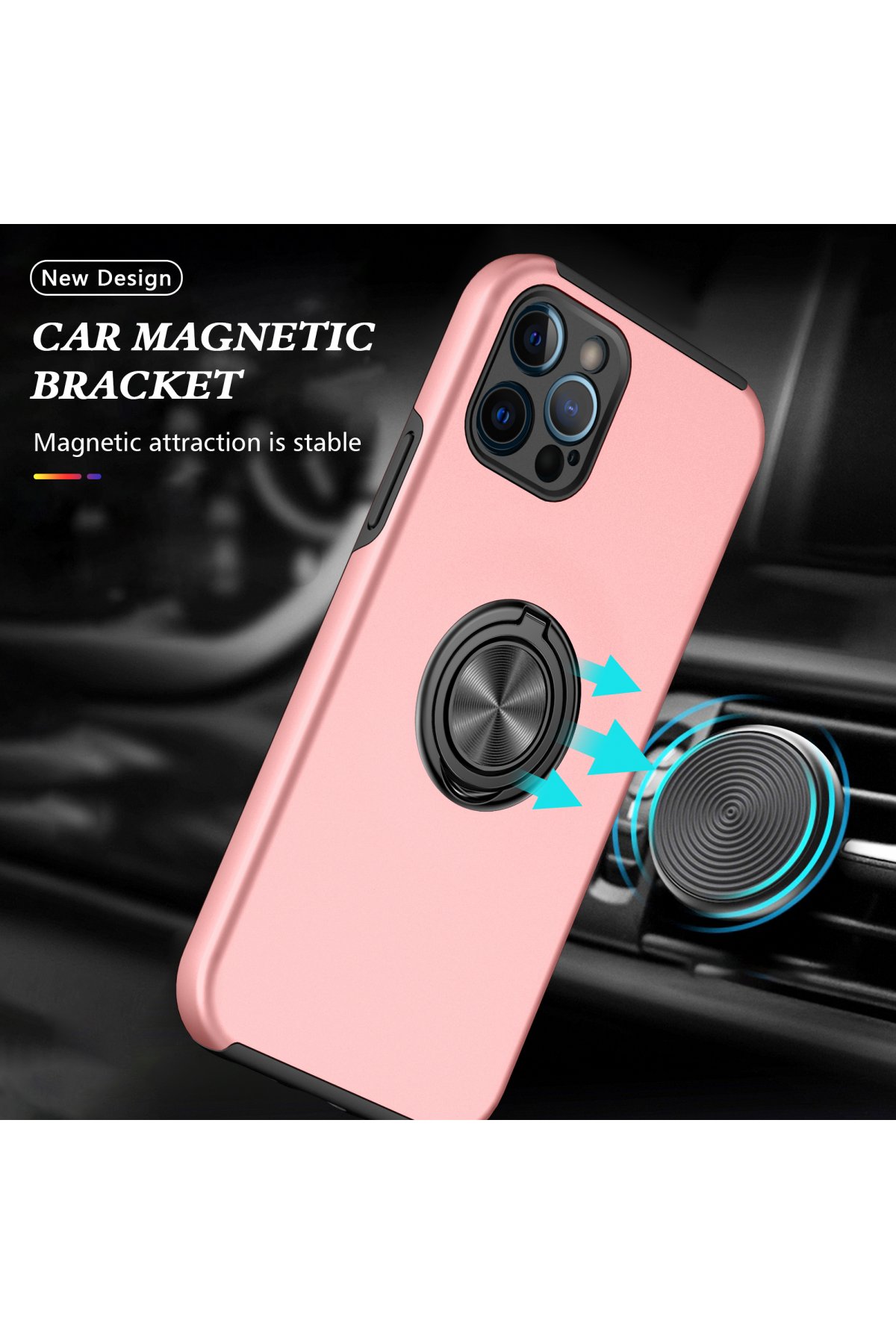 Newface iPhone 12 Pro Max Kılıf Sofya Yüzüklü Silikon Kapak - Gümüş