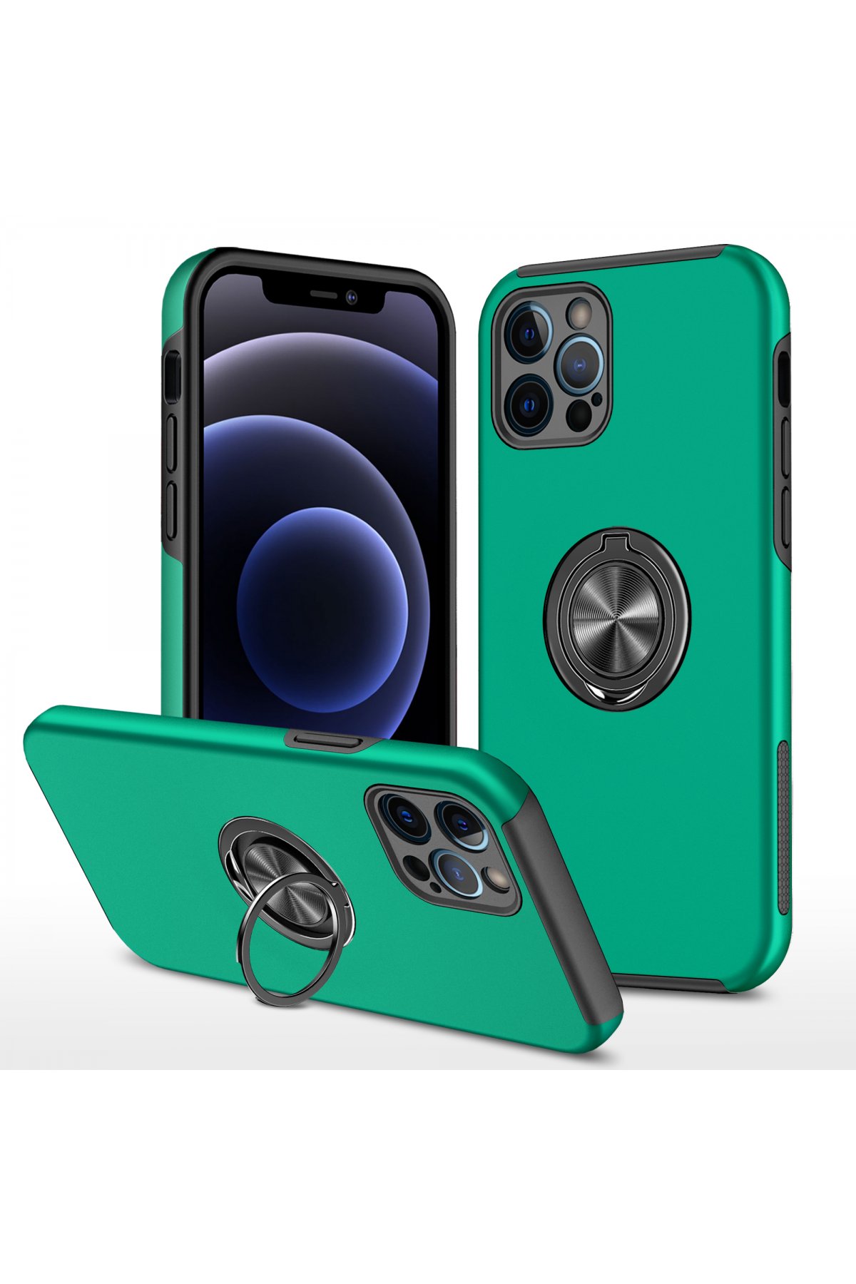 Newface iPhone 12 Pro Max Kılıf Divo Lazer Askılı Magsafe Kapak - Koyu Yeşil