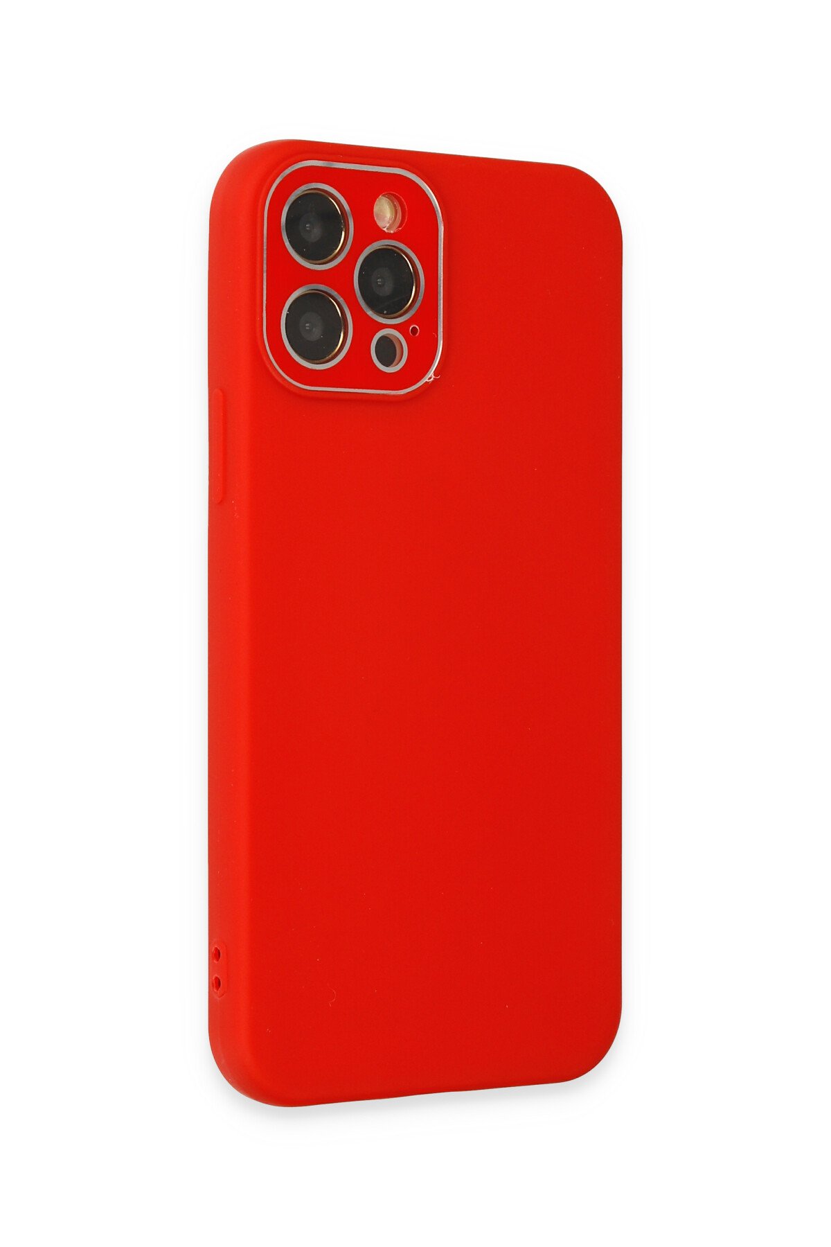 Newface iPhone 12 Pro Max Kılıf Platin Kamera Koruma Silikon - Kırmızı