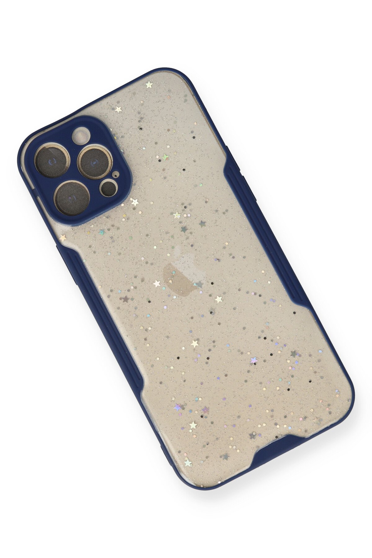 Newface iPhone 12 Pro Max Kılıf Glass Kapak - Lacivert