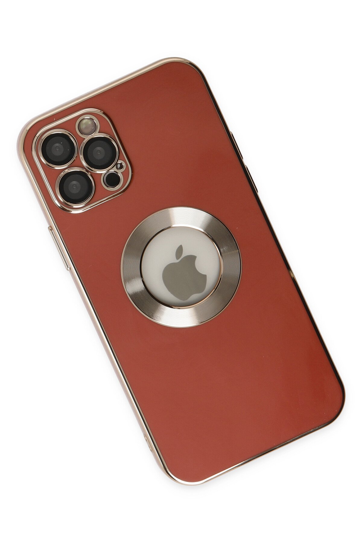 Newface iPhone 12 Pro Max Kılıf Simli Katmanlı Silikon - Kırmızı