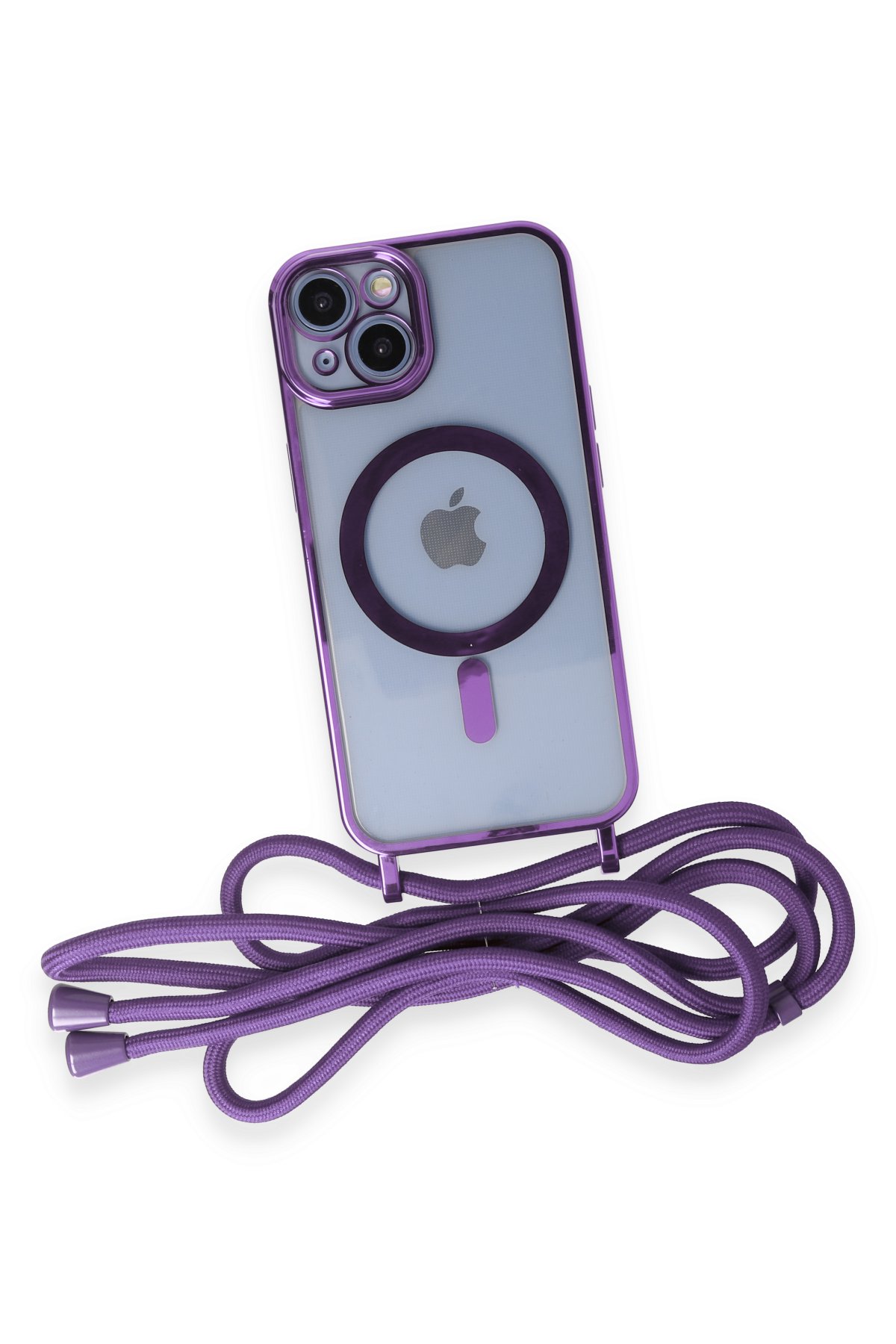 Newface iPhone 13 Kılıf Simli Yüzüklü Silikon - Sarı