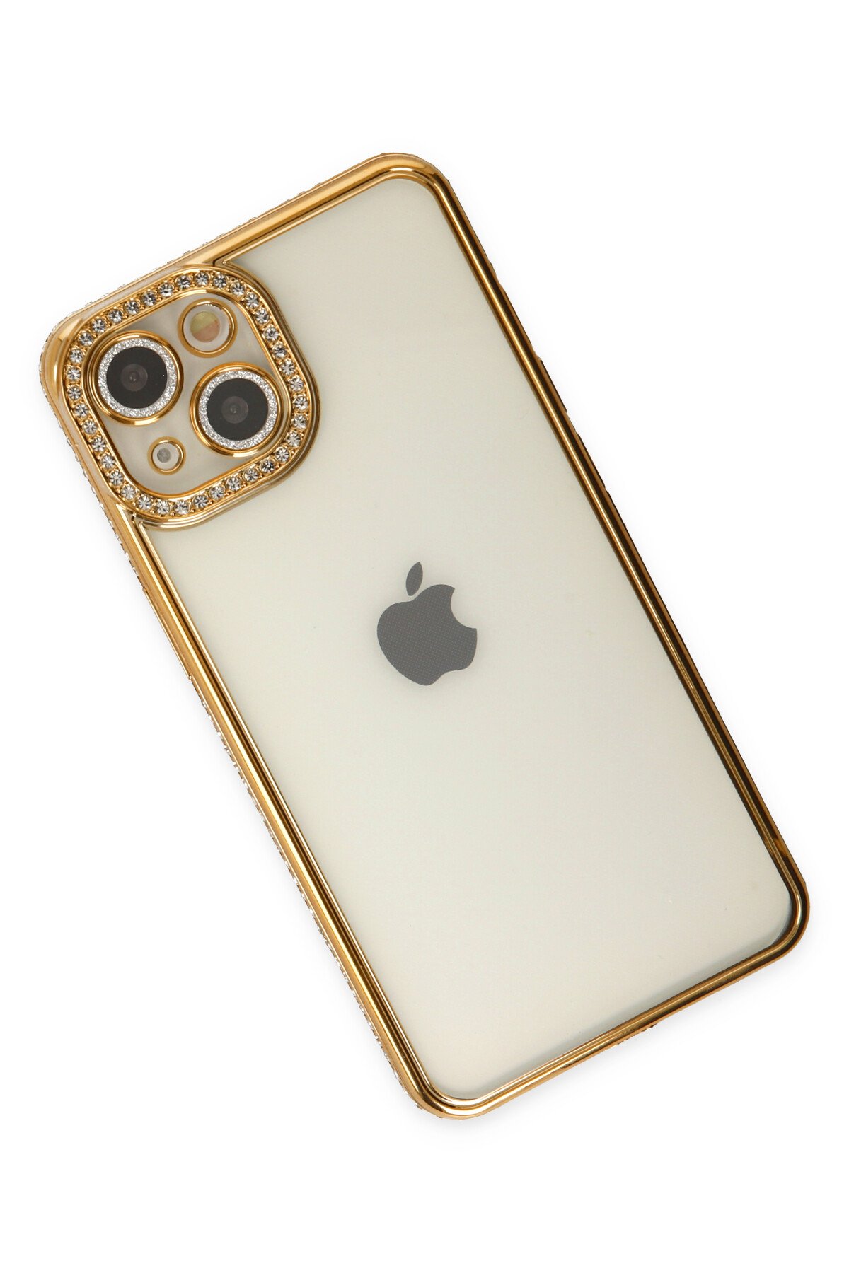 Newface iPhone 13 Kılıf Joke Taşlı Silikon - Gold