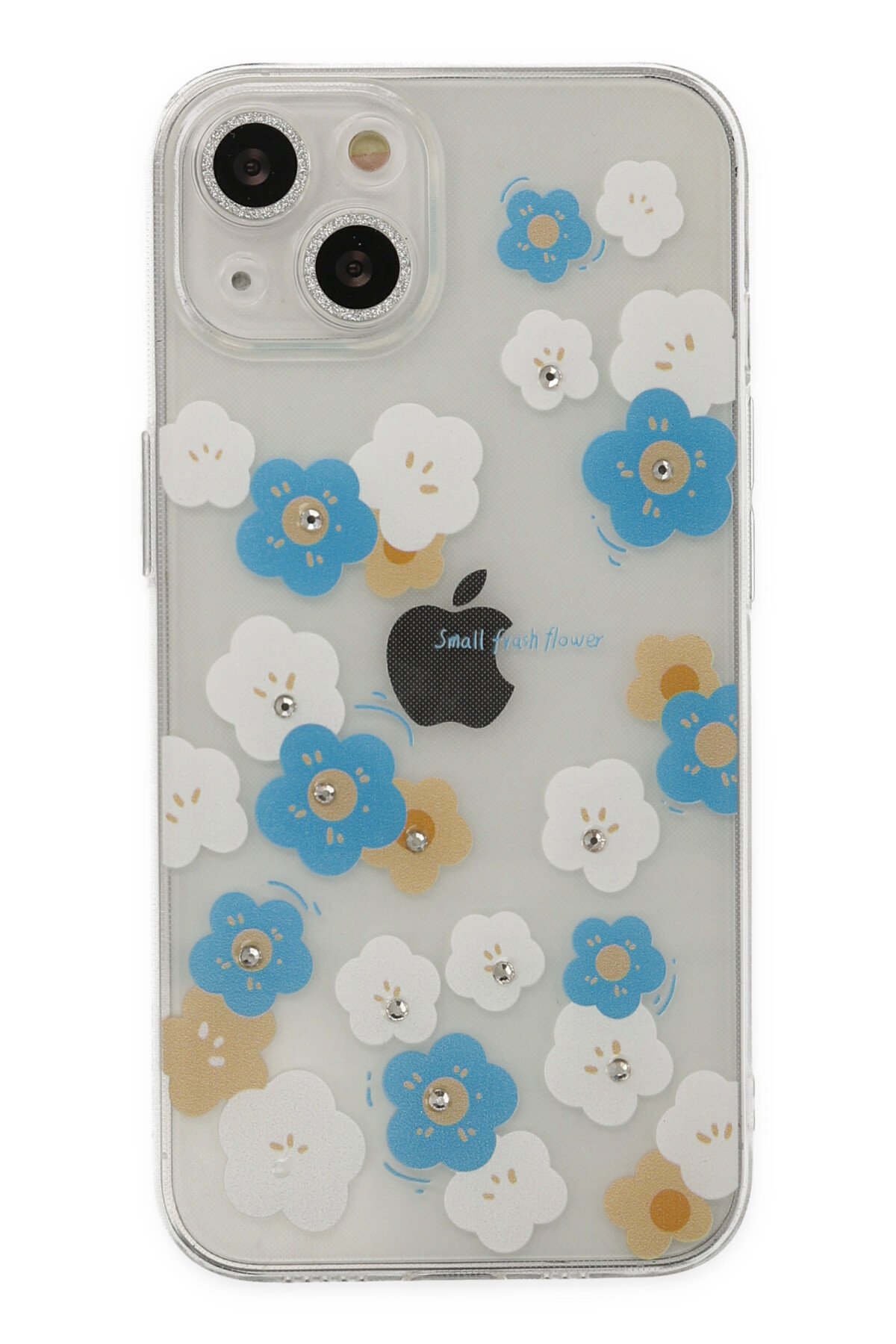 Newface iPhone 13 Kılıf Simli Yüzüklü Silikon - Mavi