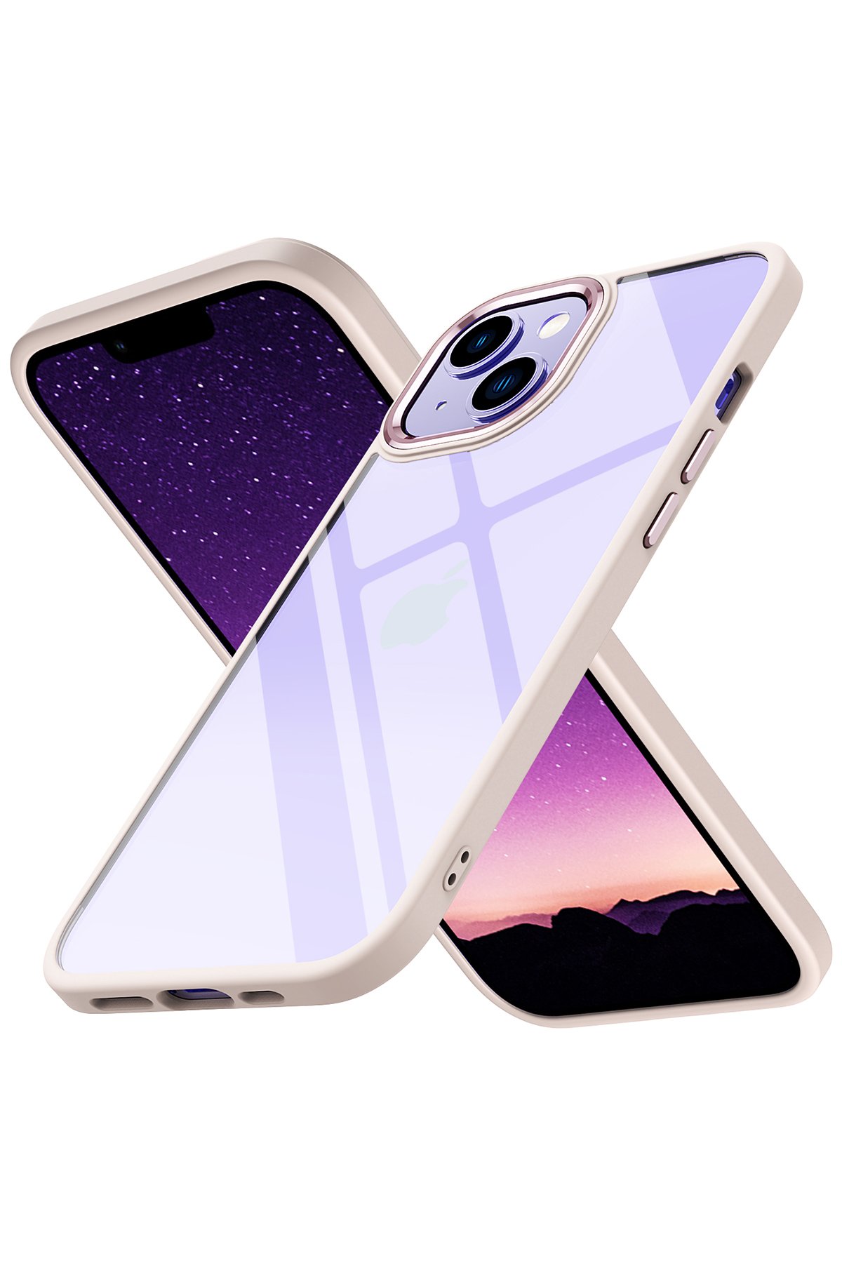 Newface iPhone 13 Kılıf Simli Yüzüklü Silikon - Sarı
