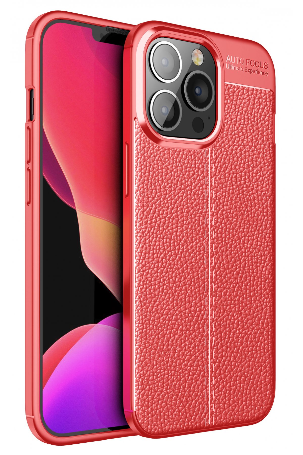 Newface iPhone 13 Pro Kılıf Coco Karbon Standlı Kapak  - Kırmızı