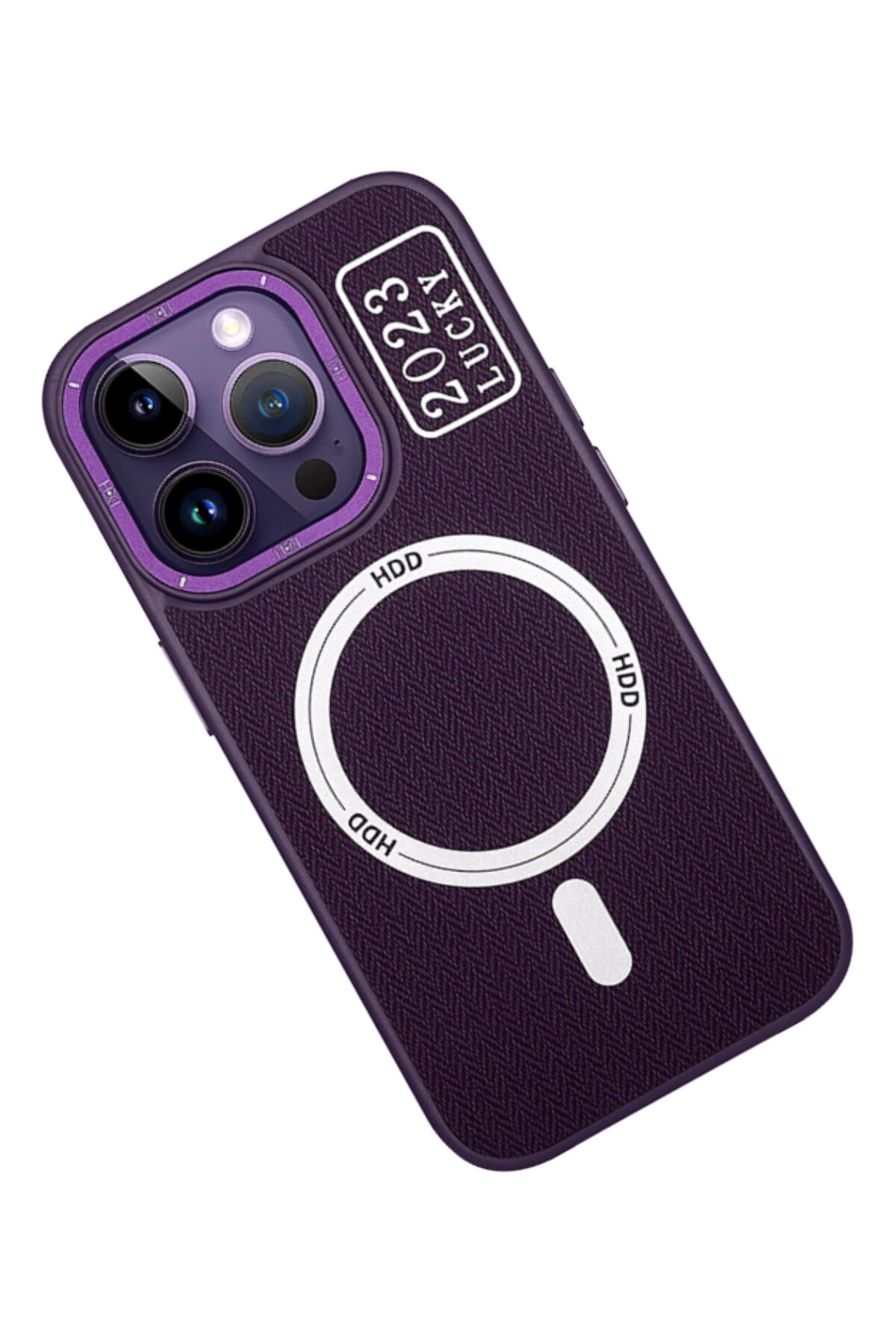 HDD iPhone 13 Pro Kılıf HD Deri Luxury Magnet Kartvizitli Kapak - Derin Mor