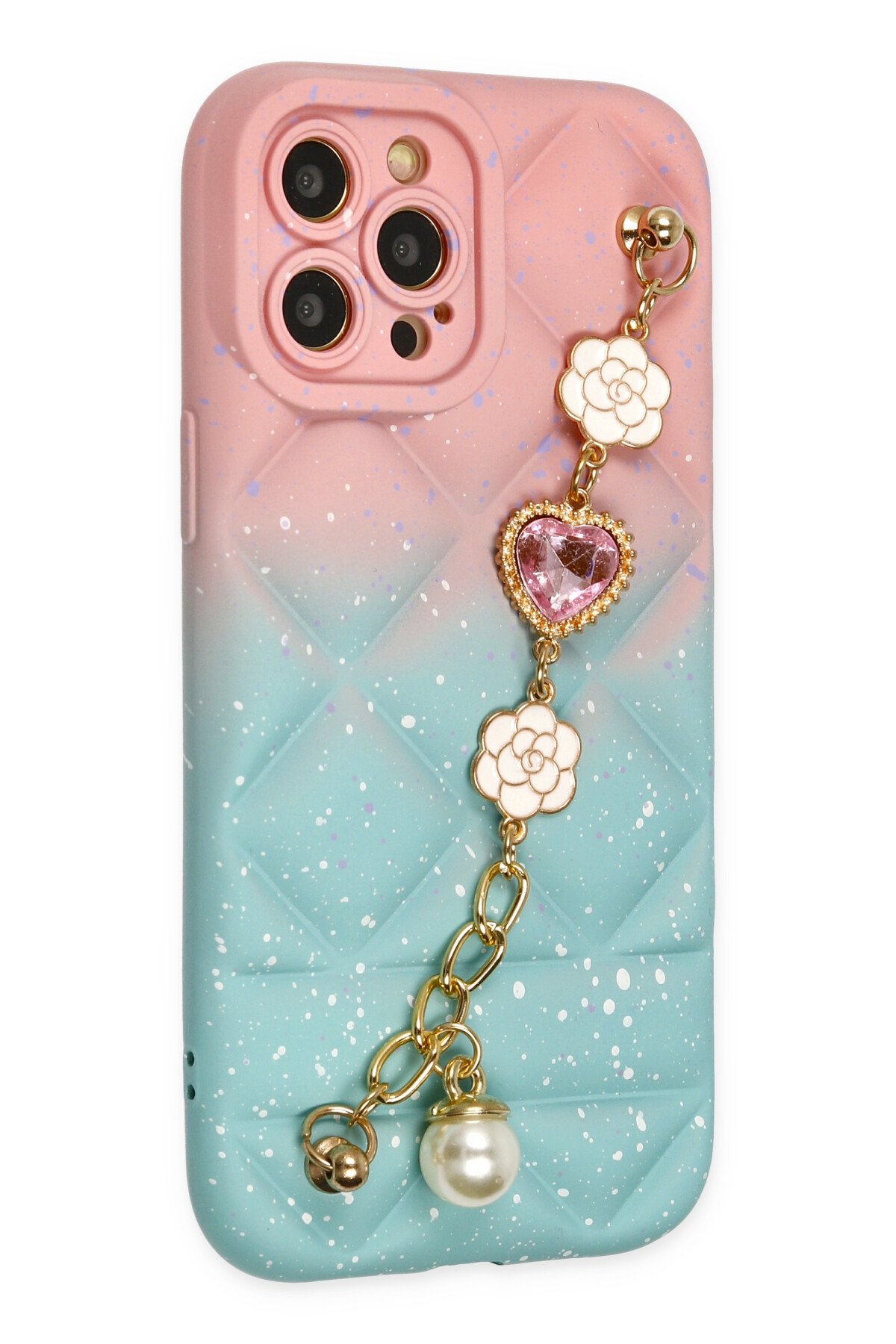 Newface iPhone 13 Pro Renkli Kamera Lens Koruma Cam - Pembe-Mavi