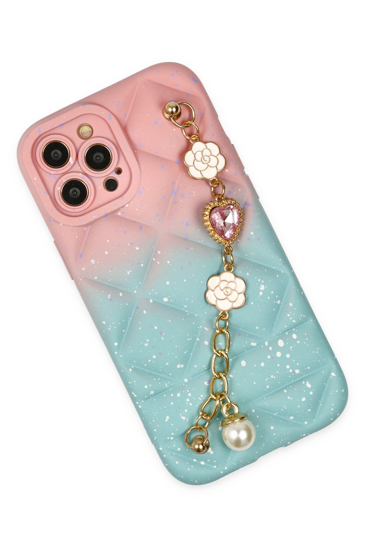 Newface iPhone 13 Pro Renkli Kamera Lens Koruma Cam - Pembe-Mavi