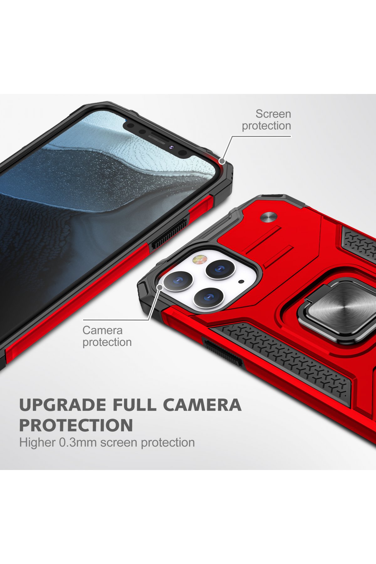 Newface iPhone 13 Pro Kılıf Pars Lens Yüzüklü Silikon - Gümüş