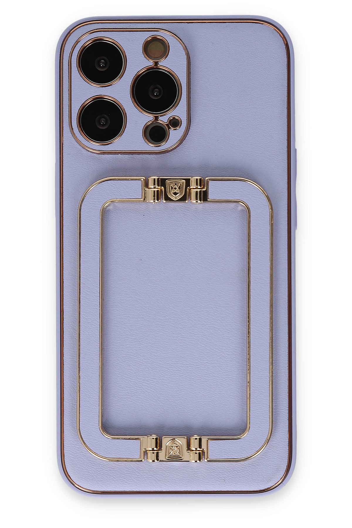 Newface iPhone 13 Pro Max Kılıf Sofya Yüzüklü Silikon Kapak - Gold