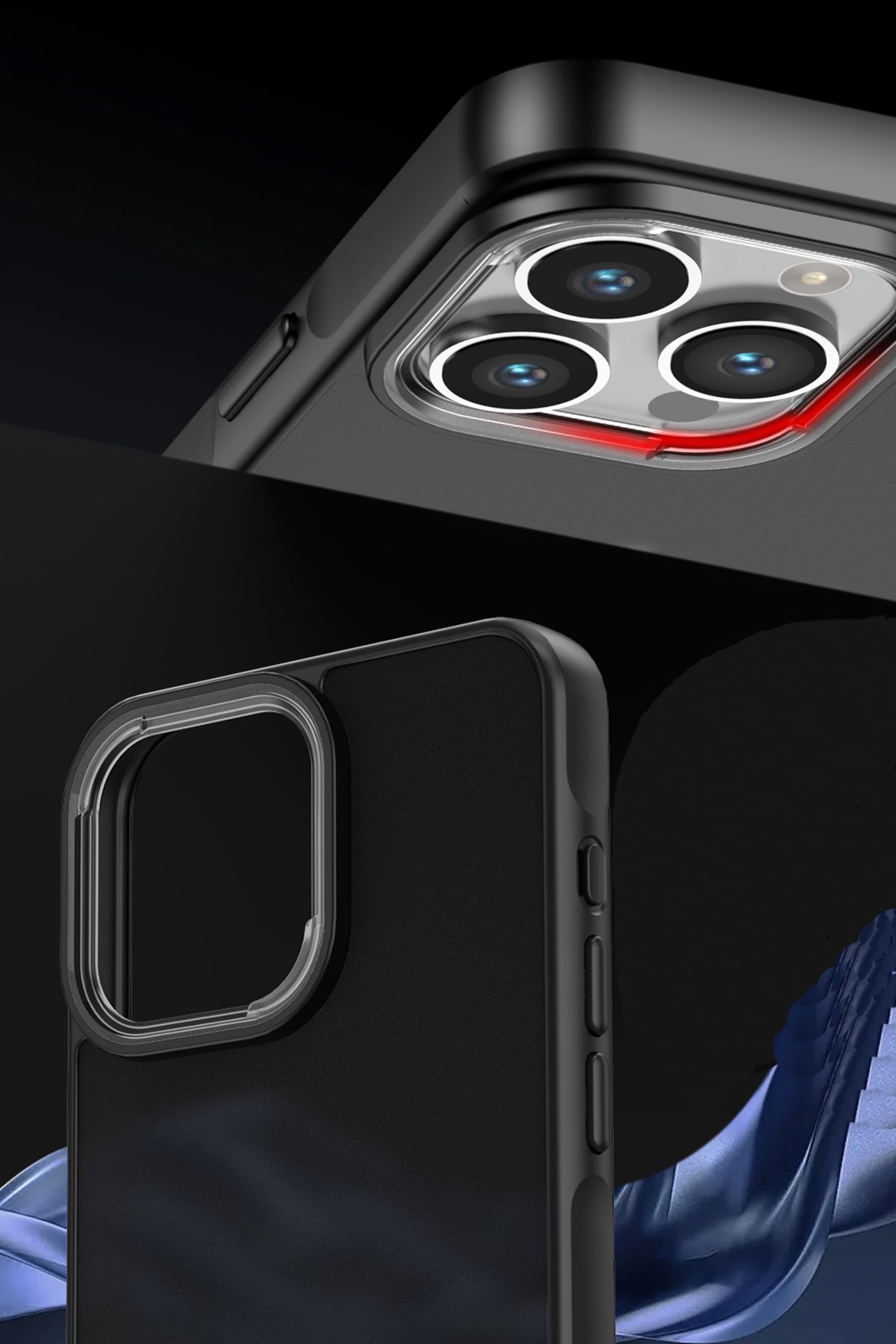 Newface iPhone 13 Pro Max Kılıf Elit Yüzüklü Kapak - Siyah